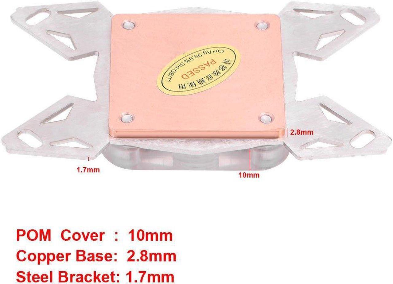 Alt view image 3 of 5 - Universal Computer CPU Water Block, Professional CPU Water Cooling Block, Computer CPU Water Cooler Block with Red Copper Base POM Cover for AMD AM4