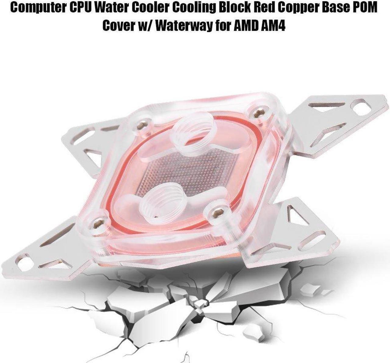 Alt view image 4 of 5 - Universal Computer CPU Water Block, Professional CPU Water Cooling Block, Computer CPU Water Cooler Block with Red Copper Base POM Cover for AMD AM4