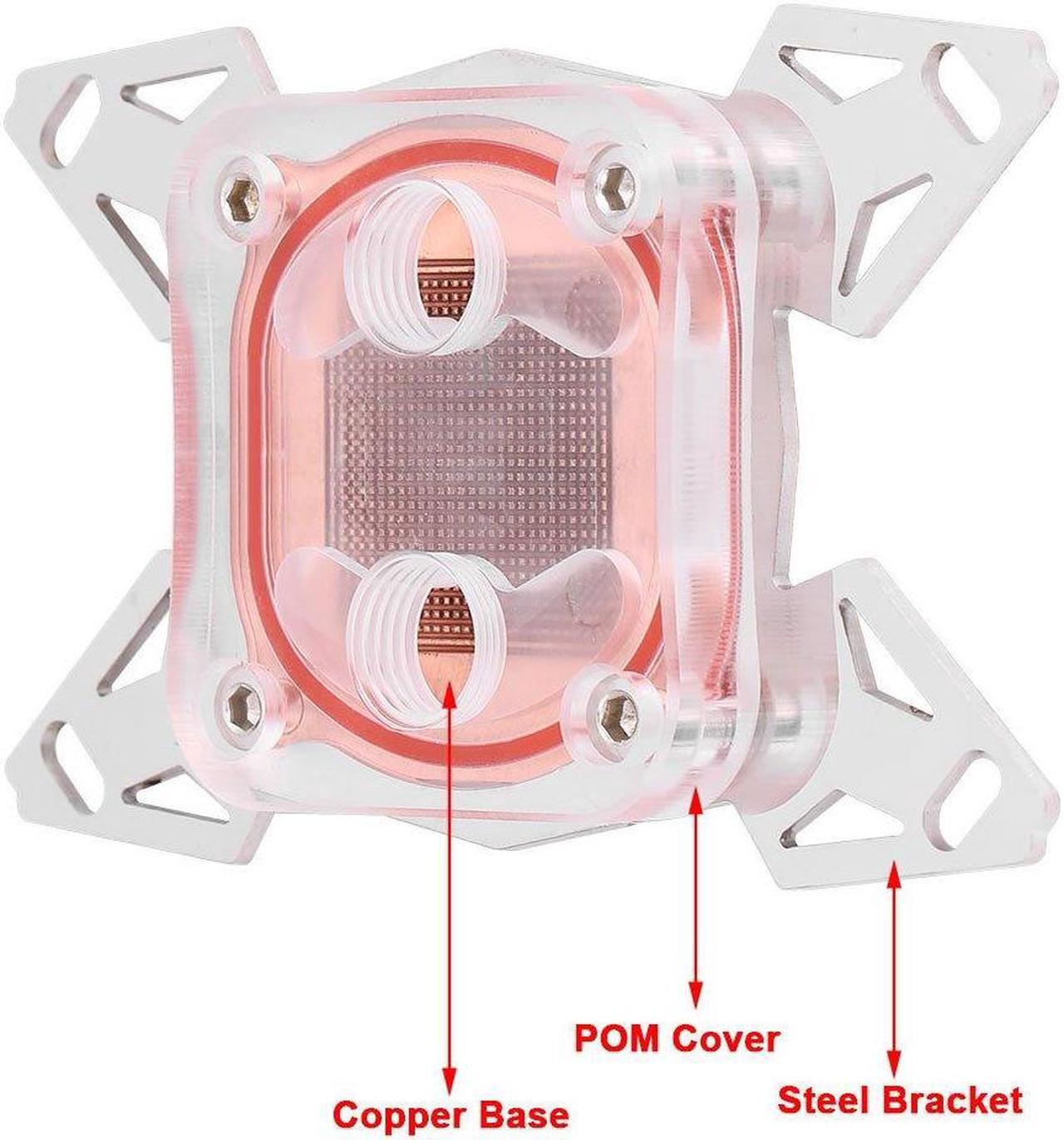 Alt view image 5 of 5 - Universal Computer CPU Water Block, Professional CPU Water Cooling Block, Computer CPU Water Cooler Block with Red Copper Base POM Cover for AMD AM4