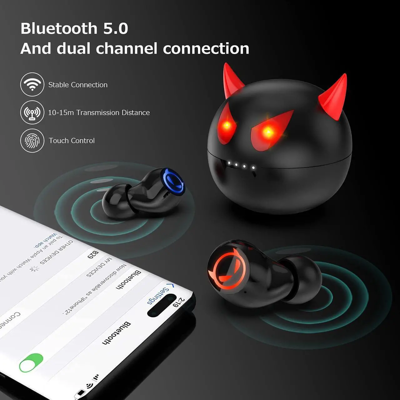 Alt view image 2 of 5 - AMAFACE Ture Wireless Earbuds Gaming Bluetooth Earbuds Touch Control in-Ear Headphones with Charging Case Noise Reduction 36H Playtime Kids Earphones,No Delay Sports Earbuds