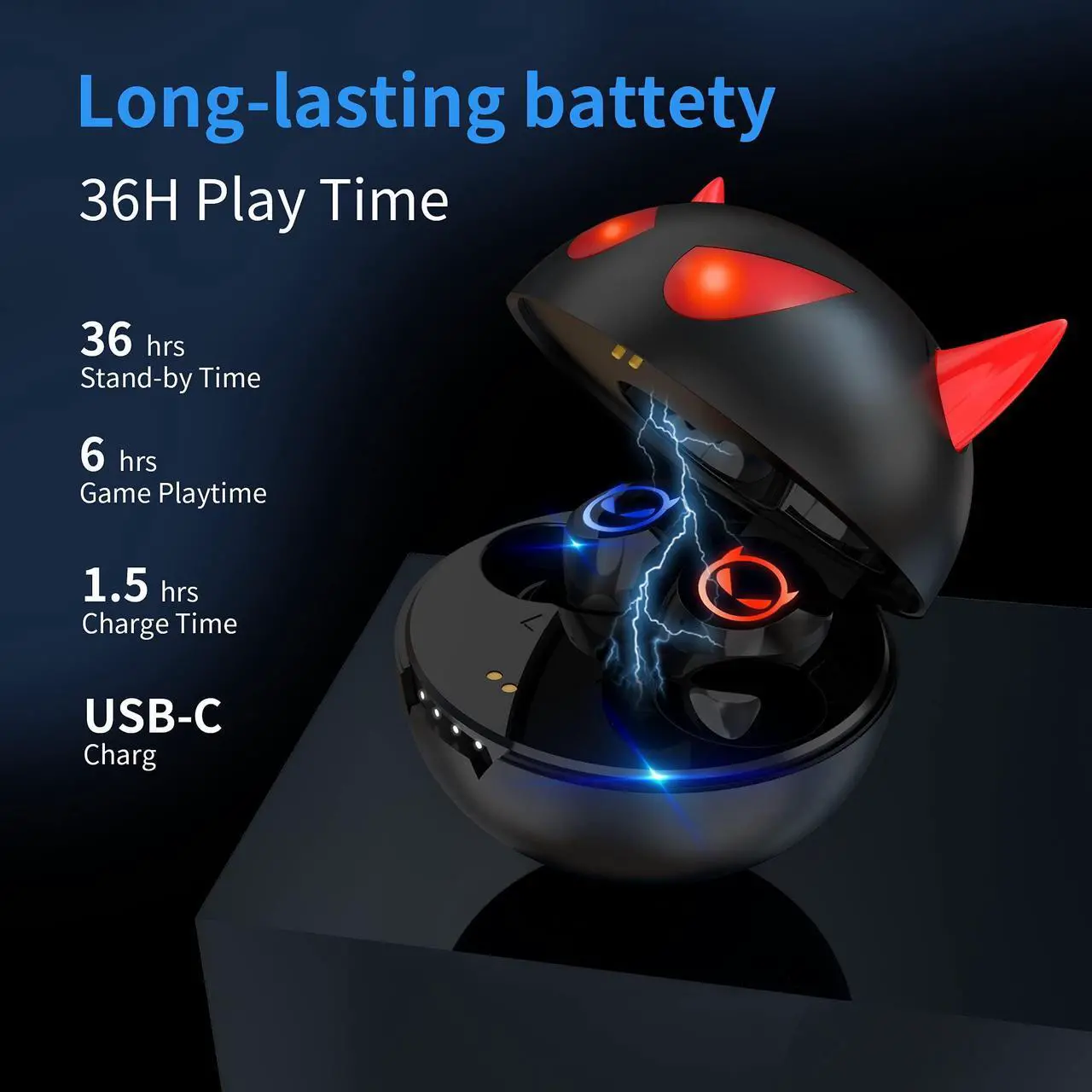 Alt view image 4 of 5 - AMAFACE Ture Wireless Earbuds Gaming Bluetooth Earbuds Touch Control in-Ear Headphones with Charging Case Noise Reduction 36H Playtime Kids Earphones,No Delay Sports Earbuds