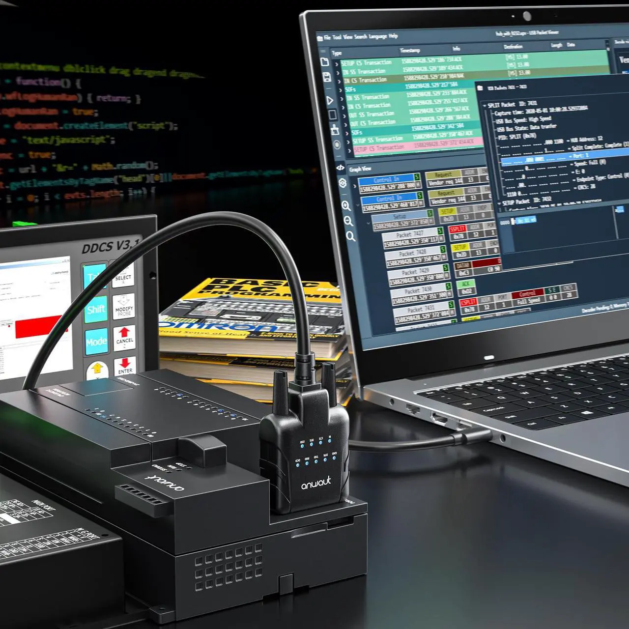 Alt view image 5 of 5 - Anwaut 1-Port Industrial USB-C to Serial/RS232 (DB9) Converter Adapter w/ 9 x LEDs (Compatible for Windows 11, macOS 14, U2RS232-C)