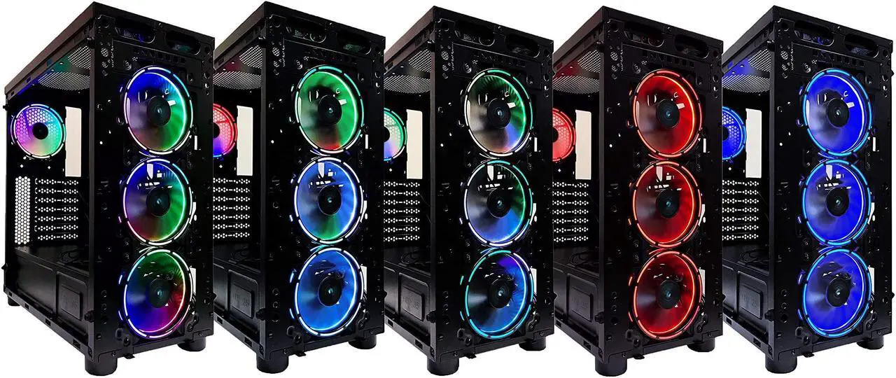 Alt view image 3 of 5 - Apevia AC42-RGB Arcane 120mm Silent RGB Color Changing LED Fan with Remote Control, 16x LEDs & 8X Anti-Vibration Rubber Pads w/ 2 Magnetic LED Strips (4+2-pk)