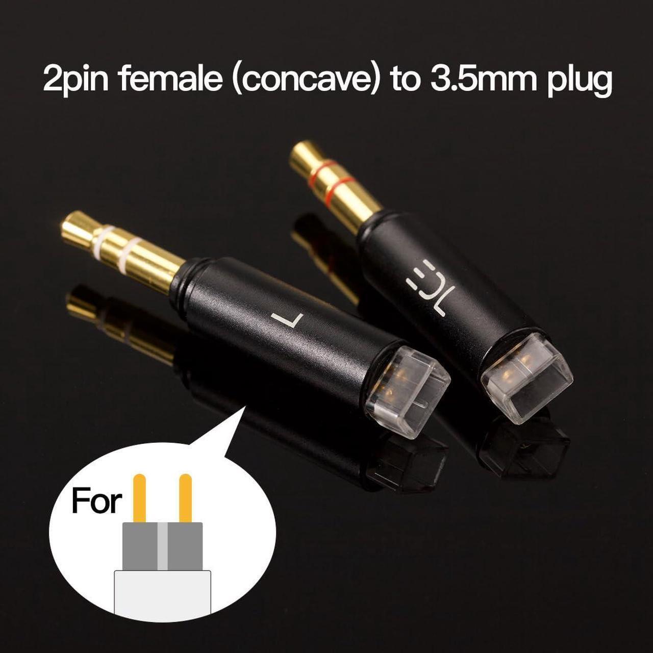 Alt view image 3 of 5 - Easy Dock Lab Dual 3.5mm Adapter for Headphones, Sony, Hifiman, Beyerdynamic, Denon, etc, Hi-Res Over Ear Adapter (2pin Female concave to 3.5mm Male)