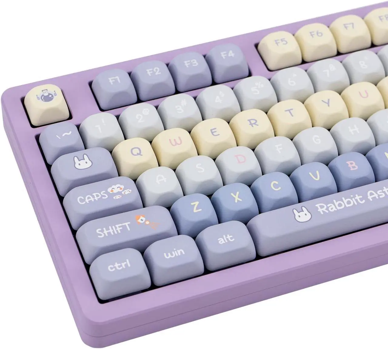 Main image of GEKUCAP Purple PBT Keycaps, 136 Keys Dye Sublimation XOA Profile Round Keycaps Cute Bunny Keycap Set for Cherry MX Switches ANSI Layout Mechanical Keyboards