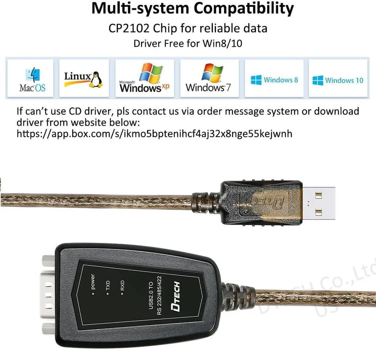 Alt view image 4 of 5 - DTech USB to Serial Adapter RS422 RS485 R232 to USB Cable (3 in 1 Interface) Supports DC 5V with Breakout Board LED Lights for Multi-Kind Control Devices Windows 11 10 8 7 XP Mac (1.5ft)