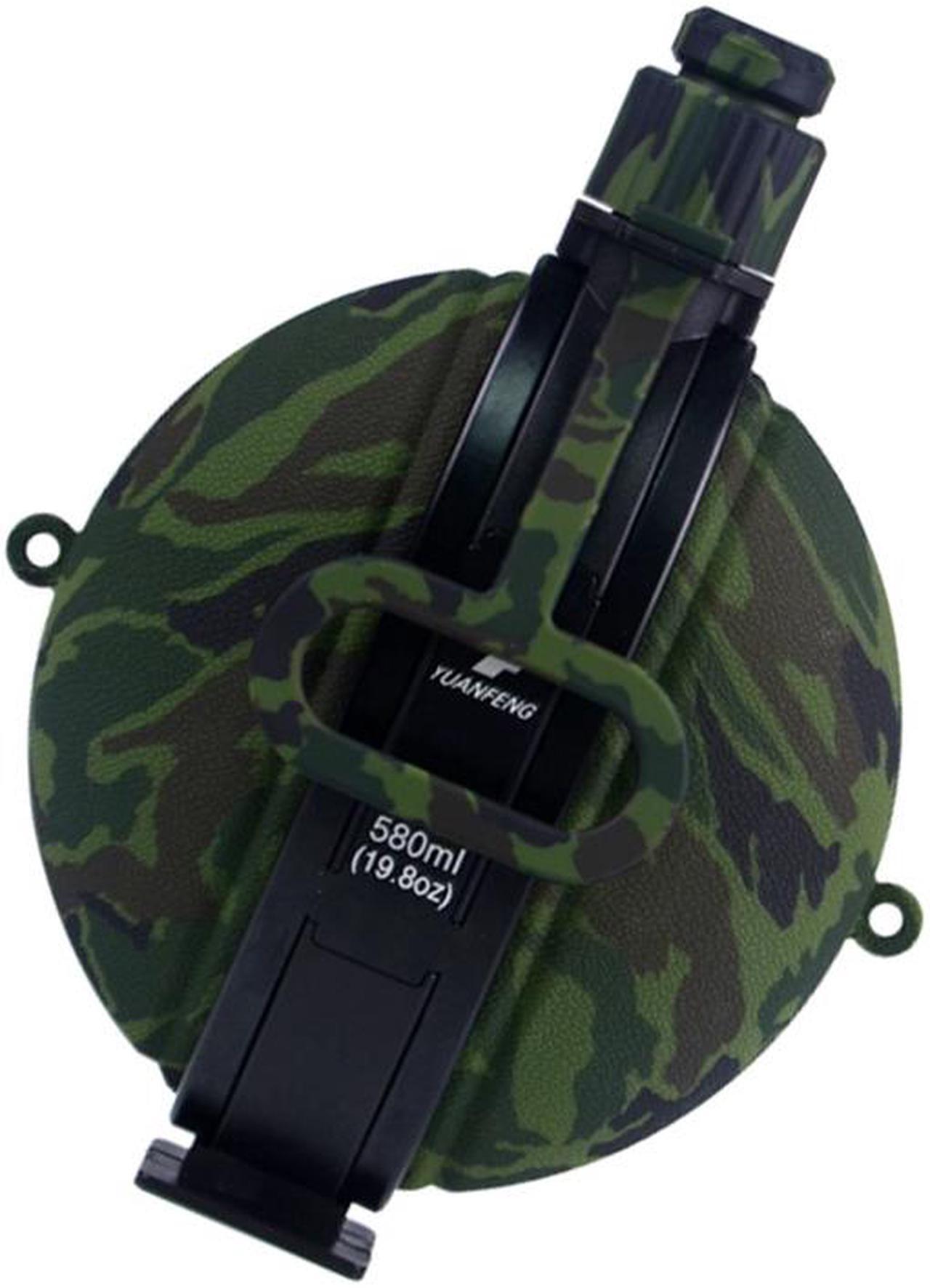 Alt view image 2 of 7 - Collapsible Military Water Bottle Newly Designed Silicone Water Kettle Canteen with Compass Bottle Cap for Hiking Camping Outdoors (Camouflage Green)