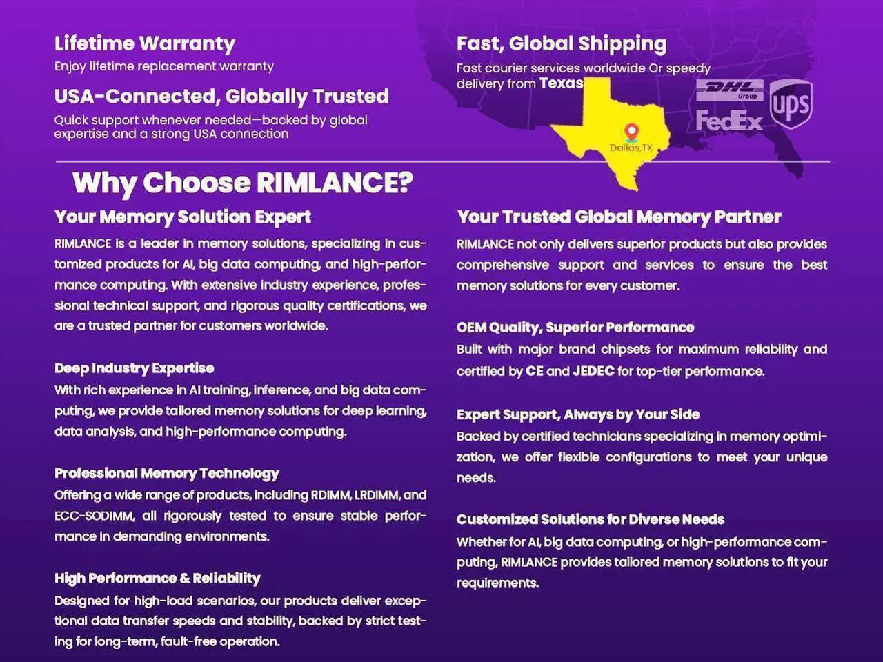 Alt view image 6 of 6 - RIMLANCE 96GB(2x48GB) DDR5 5600MHz PC5-44800 1Rx4 1.1V 288-PIN ECC Registered RDIMM Server Memory KIT