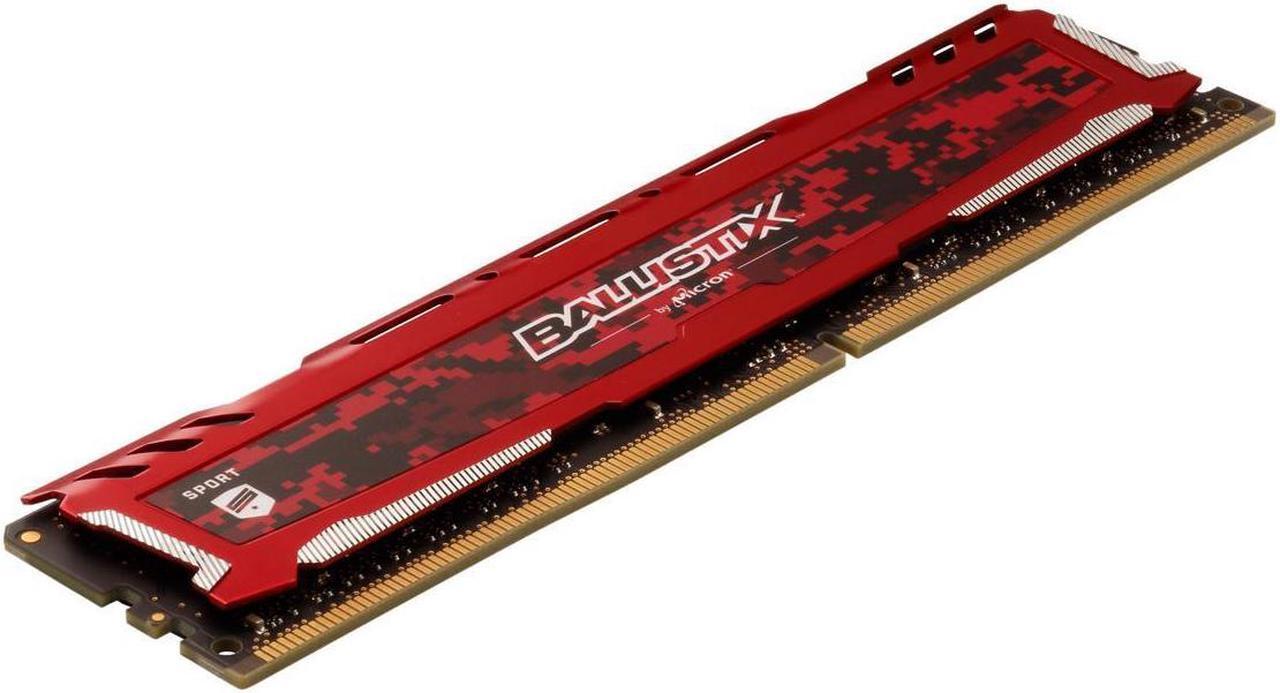 Alt view image 2 of 2 - Ballistix Sport LT 8GB Single DDR4 2666 MT/s (PC4-21300) DR x8 DIMM 288-Pin Memory - BLS8G4D26BFSE (Red)