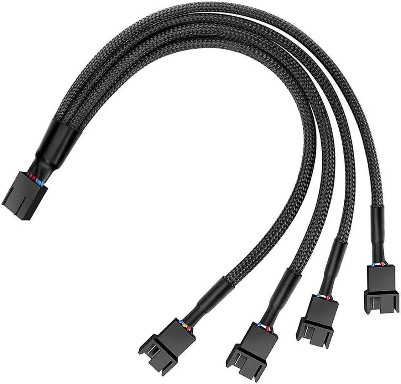 Alt view image 3 of 5 - PWM Fan Splitter Cable Hub 1 to 4 Power Adpater,Motherboard PMW 4-pin Fan Sleeved Braided Y Splitter Internal Power Extension Cable for Computer CPU/Case Fan 1x4 Converter - 10 inches