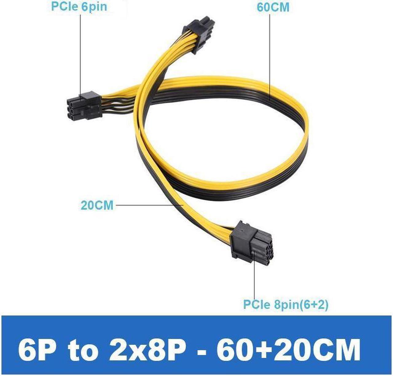 Main image of EnLabs PCIE6P28PSPL6020 PCIe 6pin to 8pin(6+2) Male to Male PCI-E Power Splitter Cable (60CM+20CM) for GPU Power Supply Breakout Board Adapter for Ethereum Mining ETH ZEC
