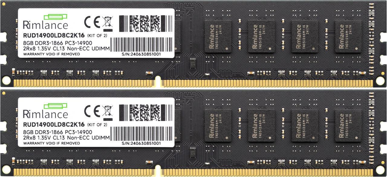 Alt view image 2 of 6 - Rimlance 16GB (2X8GB) 1.35V DDR3 1866MHZ PC3-14900 UDIMM 2RX8 Desktop Memory
