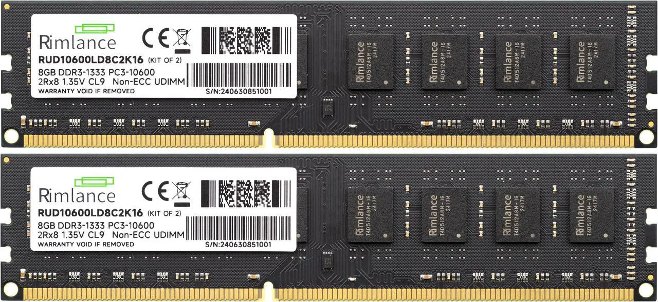 Alt view image 2 of 6 - Rimlance 16GB (2X8GB) 1.35V DDR3 1333MHZ PC3-10600 UDIMM 2RX8