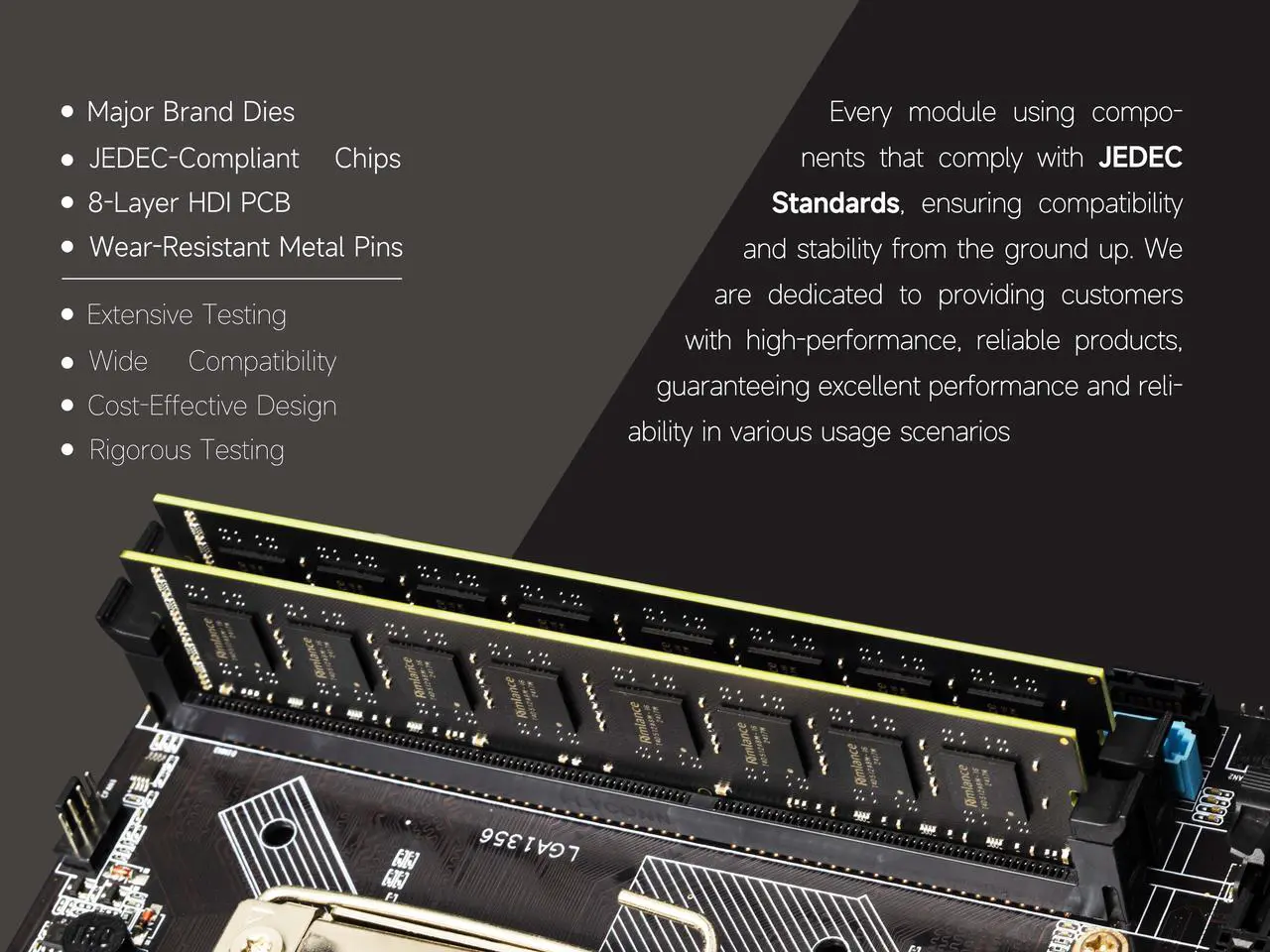 Alt view image 4 of 6 - Rimlance 16GB (2X8GB) 1.35V DDR3 1333MHZ PC3-10600 UDIMM 2RX8