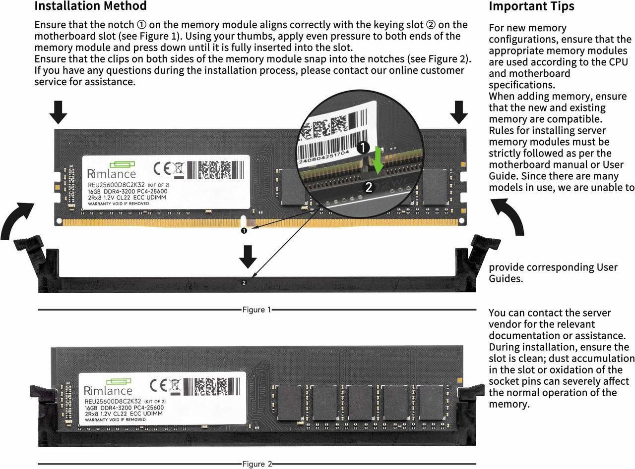 Alt view image 5 of 6 - Rimlance 32GB (2X16GB) 1.2V DDR4 2133MHz PC4-17000 UDIMM 2RX8 Desktop Memory