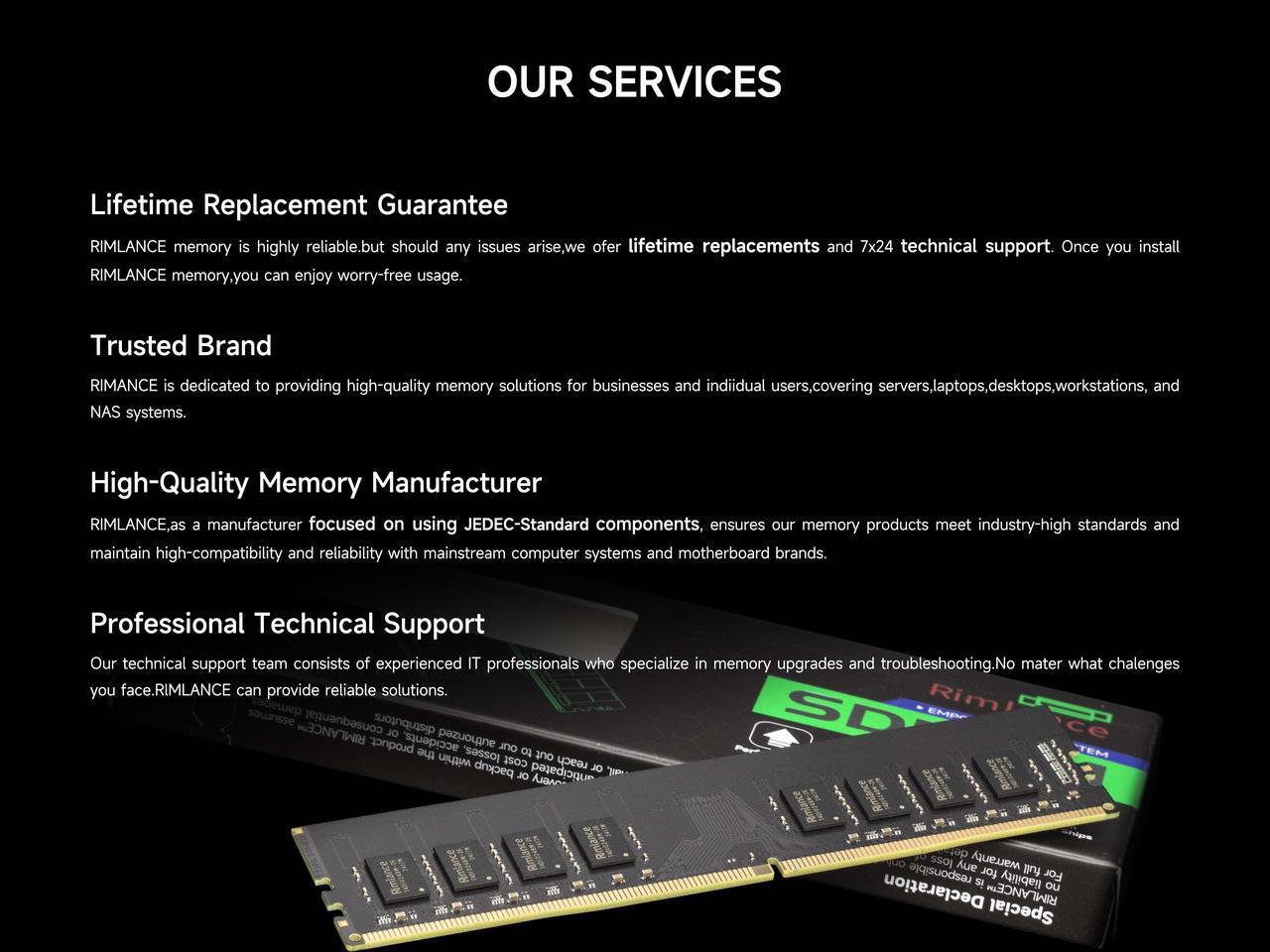 Alt view image 6 of 6 - Rimlance 32GB (2X16GB) 1.2V DDR4 2133MHz PC4-17000 UDIMM 2RX8 Desktop Memory