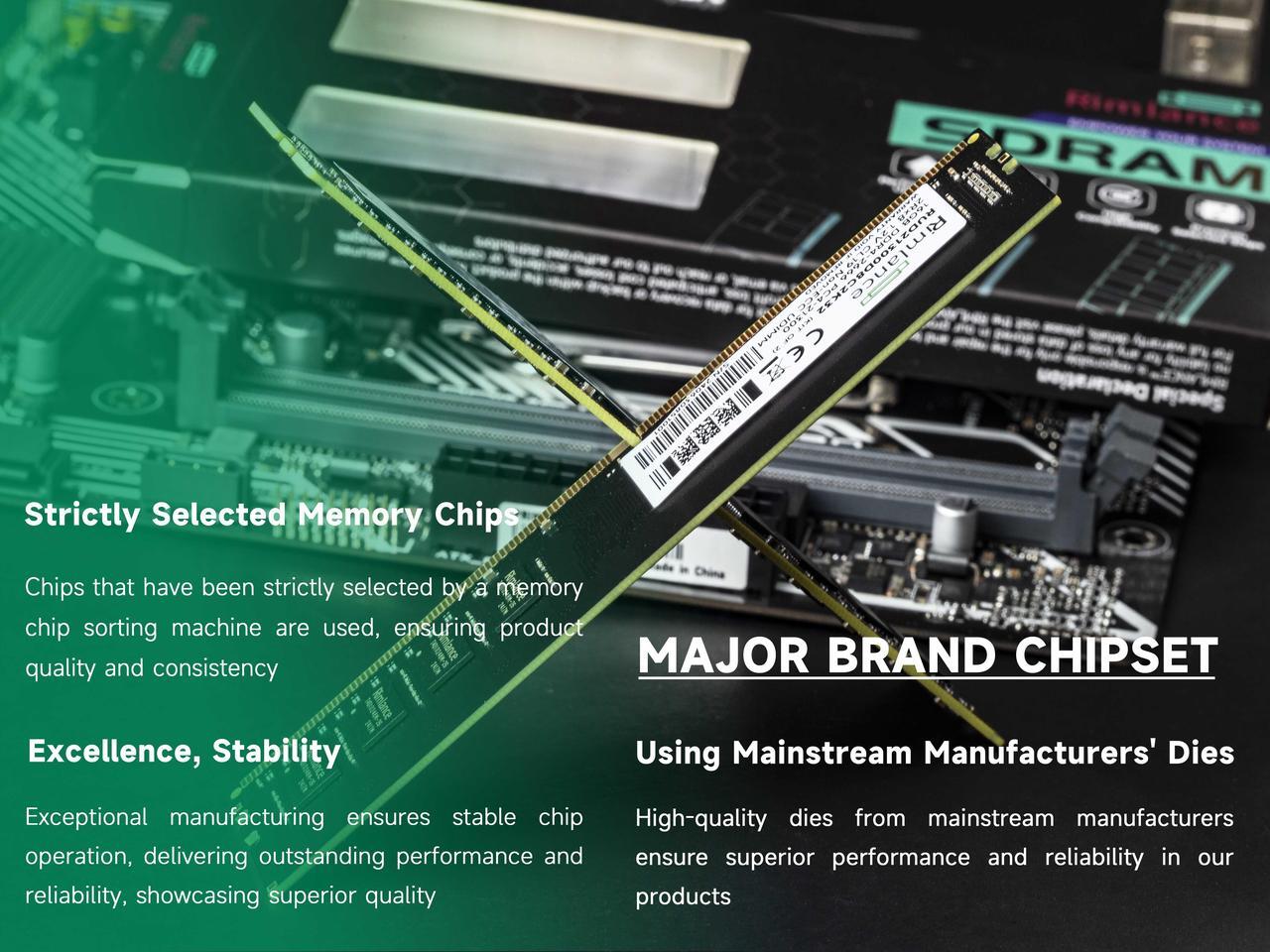 Alt view image 3 of 6 - Rimlance 32GB (2X16GB) 1.2V DDR4 2133MHz PC4-17000 UDIMM 2RX8 Desktop Memory