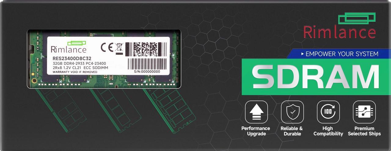 Main image of RIMLANCE RAM 32GB (1X32GB) 1.2V DDR4 2933MHz PC4-23400 ECC SODIMM 2RX8