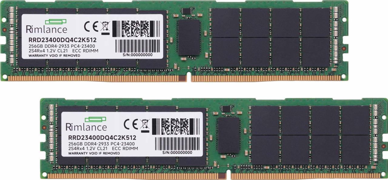 Alt view image 2 of 6 - RIMLANCE 512GB(2X256GB) DDR4 2933MHz PC4-23400 2S4RX4 1.2V 288-PIN ECC Registered RDIMM Server Memory KIT
