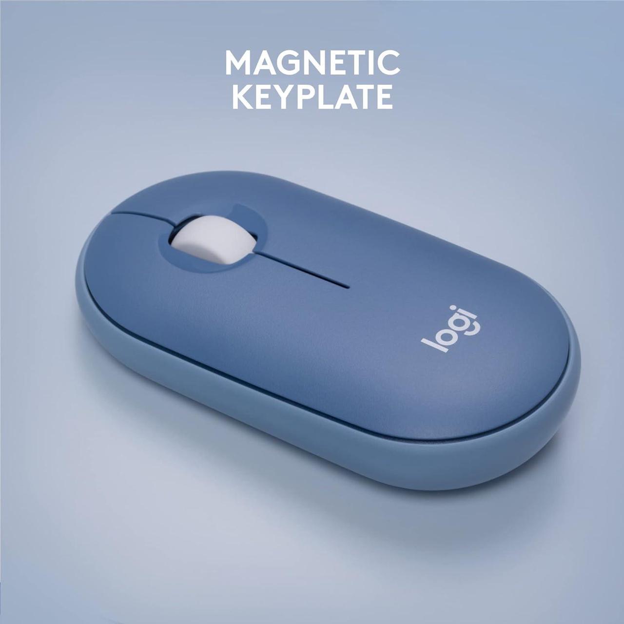 Alt view image 6 of 6 - Logitech Pebble Wireless Mouse with Bluetooth or 2.4 GHz Receiver, Silent, Slim Computer Mouse with Quiet Clicks, for Laptop/Notebook/iPad/PC/Mac/Chromebook - Blueberry