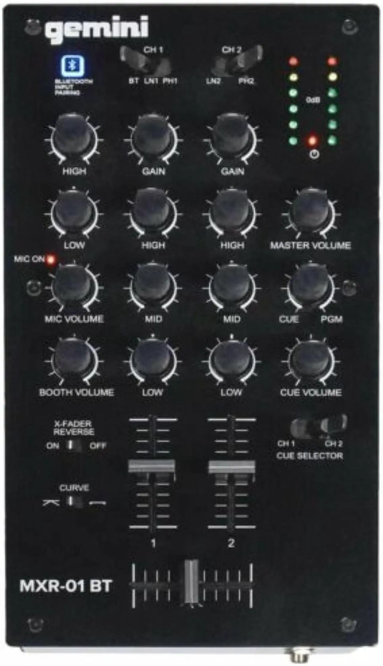 Alt view image 10 of 20 - Gemini MXR-01BT 2-Channel Professional DJ Mixer with Wireless Bluetooth