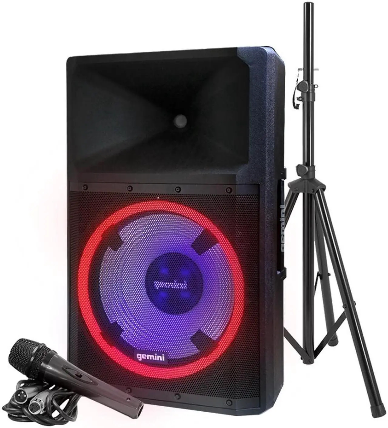 Alt view image 7 of 20 - Gemini GSP-L2200PK Unleash the Ultimate 15" Bluetooth Party Speaker with Dynamic LED Lights, Built in Media Player, and Included Microphone and Speaker Stand