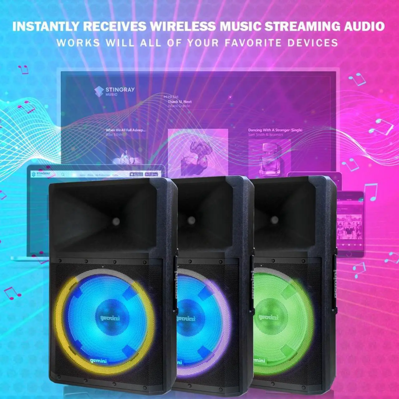 Alt view image 11 of 20 - Gemini GSP-L2200PK Unleash the Ultimate 15" Bluetooth Party Speaker with Dynamic LED Lights, Built in Media Player, and Included Microphone and Speaker Stand