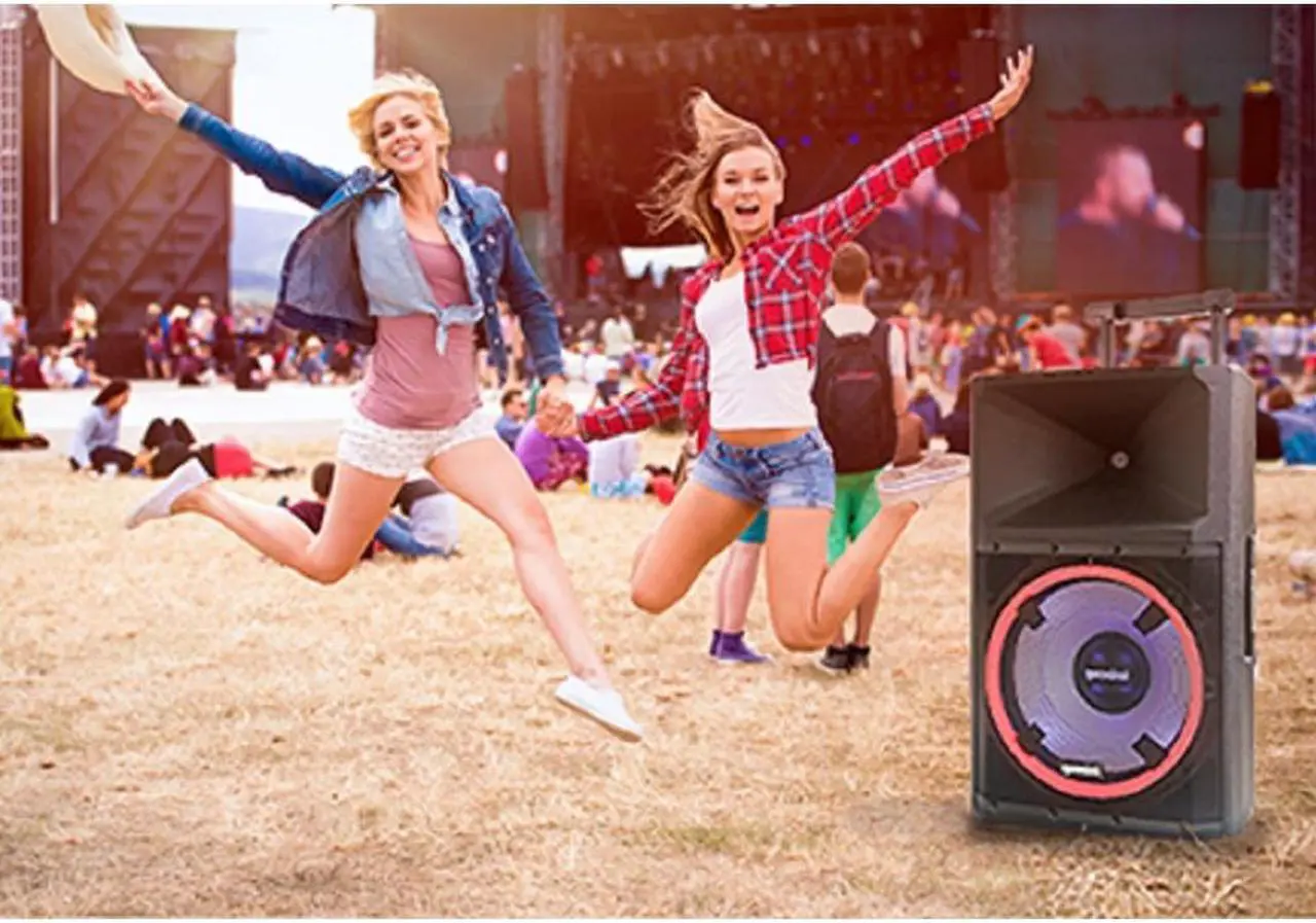 Alt view image 13 of 20 - Gemini GSP-L2200PK Unleash the Ultimate 15" Bluetooth Party Speaker with Dynamic LED Lights, Built in Media Player, and Included Microphone and Speaker Stand