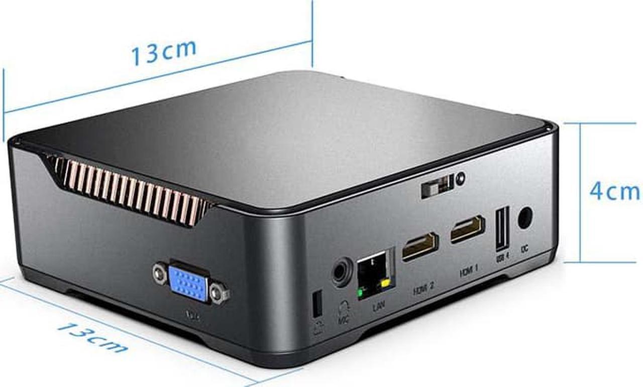 Alt view image 6 of 6 - Mini PC Windows 10 Pro 8GB RAM 64GB SSD Mini Computer Intel Celeron (up tp 2.9Ghz) Quad-Core Dual HDMI Gigabit Ethernet Dual Band WiFi 2.4G/5G Bluetooth 4 Support Triple Display 4K. 8 GB DDR4 128GB
