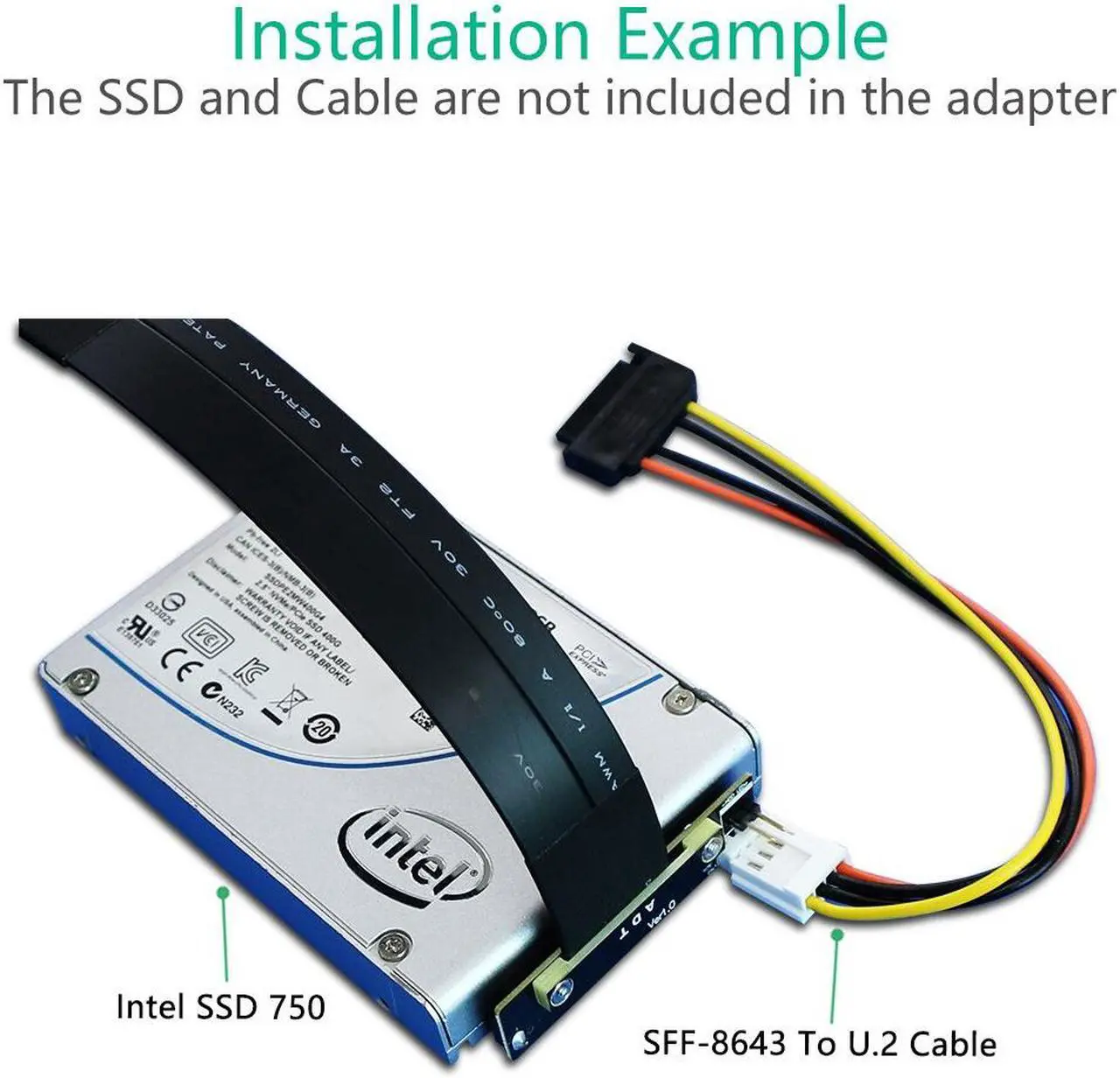 Alt view image 4 of 6 - Riser Cable 20cm SFF-8639 U.2 to NGFF M.2 Key M Extension Cable Flexible Cable Riser Card Extension Port Adapter for U2 NVME SSD
