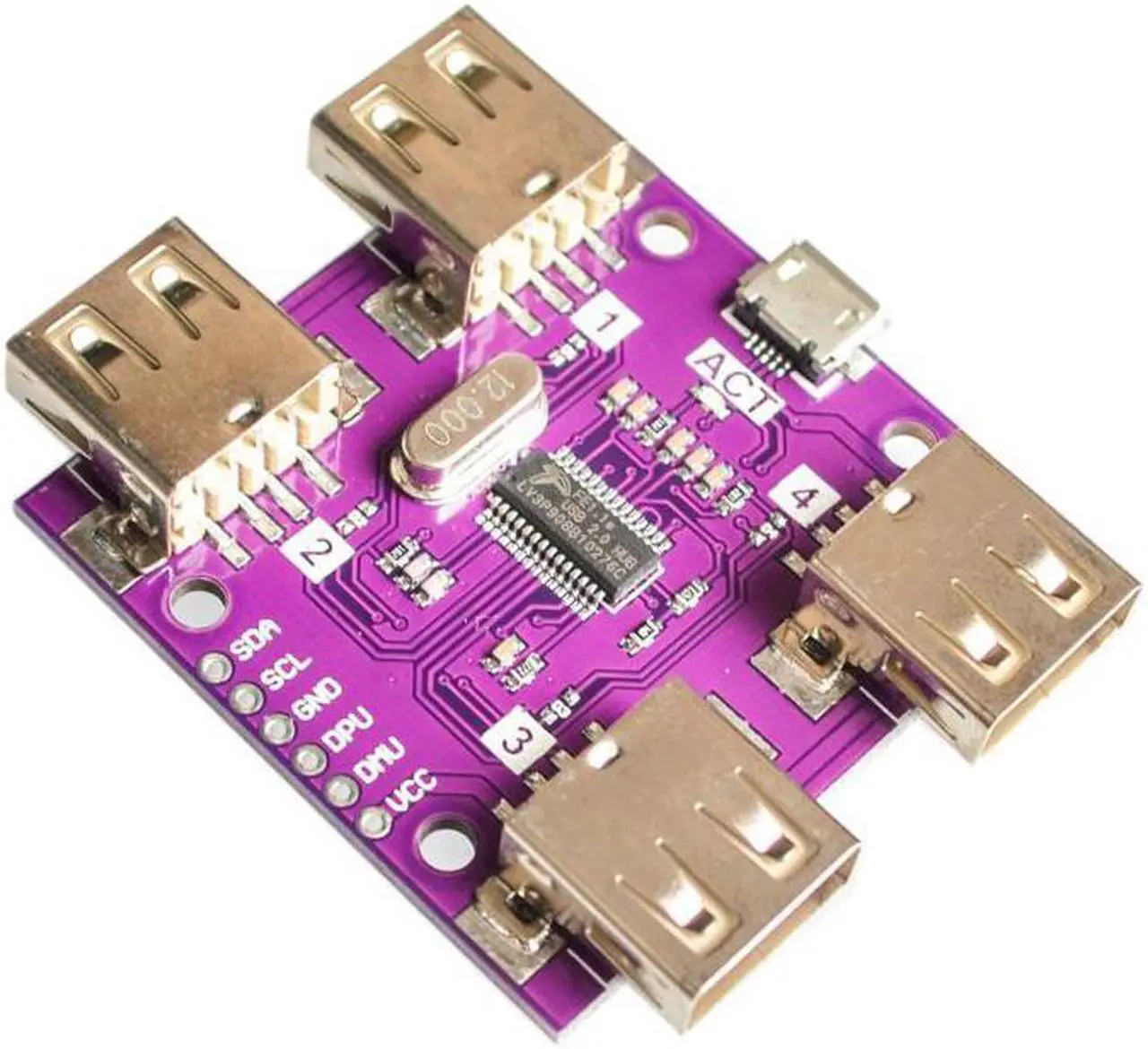 204 USB 2.0 HUB 4-Port Controller Module High Speed DC 5V 500mA ...