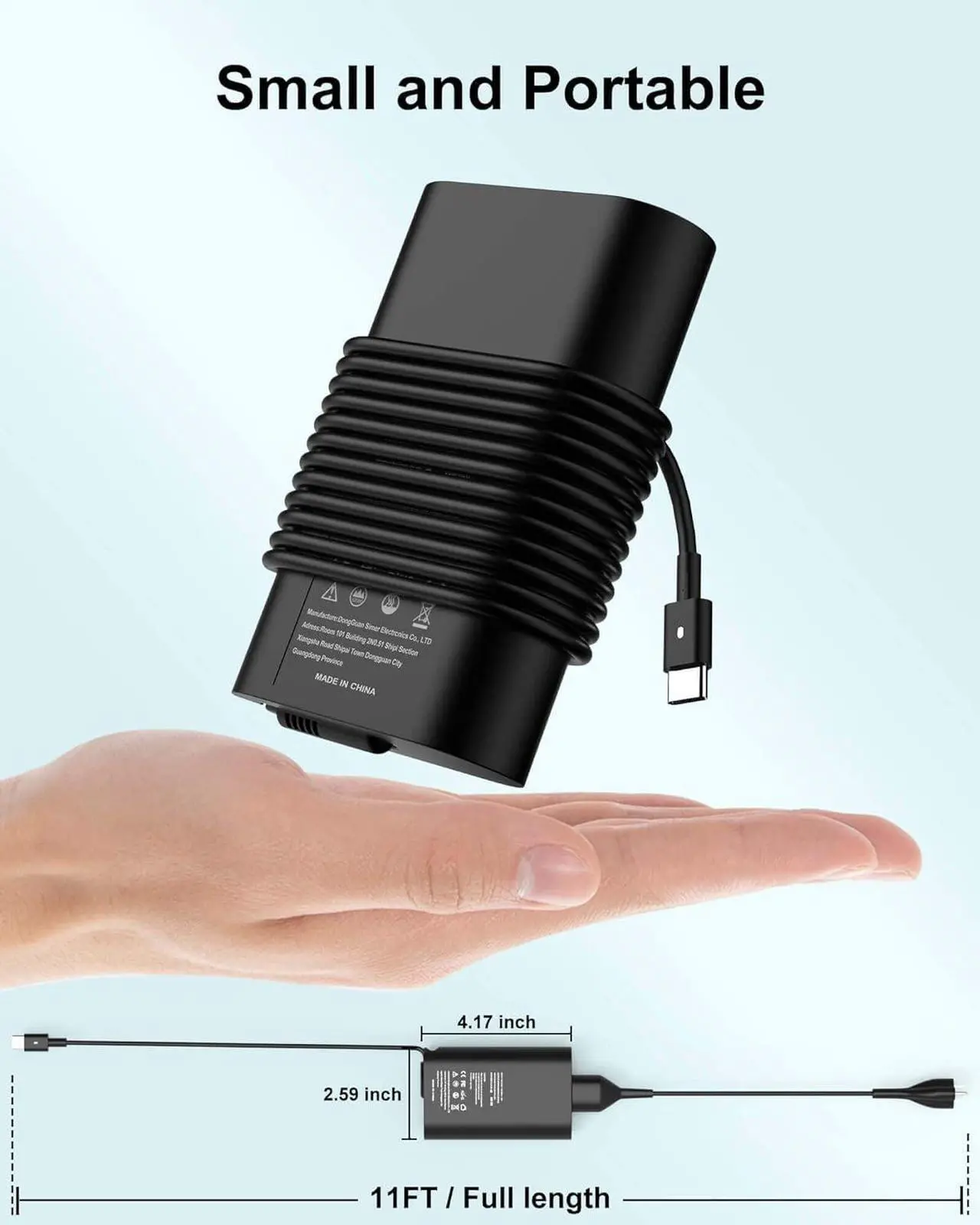 Alt view image 4 of 7 - 65W 60W USB-C Charger for  Laptop:  Latitude 5540 5530 5430 7430 7440 5440 5420 3540 3440 5520 7420 for  Inspiron 14 7420 7425 16 7620 2-in-1 XPS 13 Chromebook 3110 Type C AC Power Cord