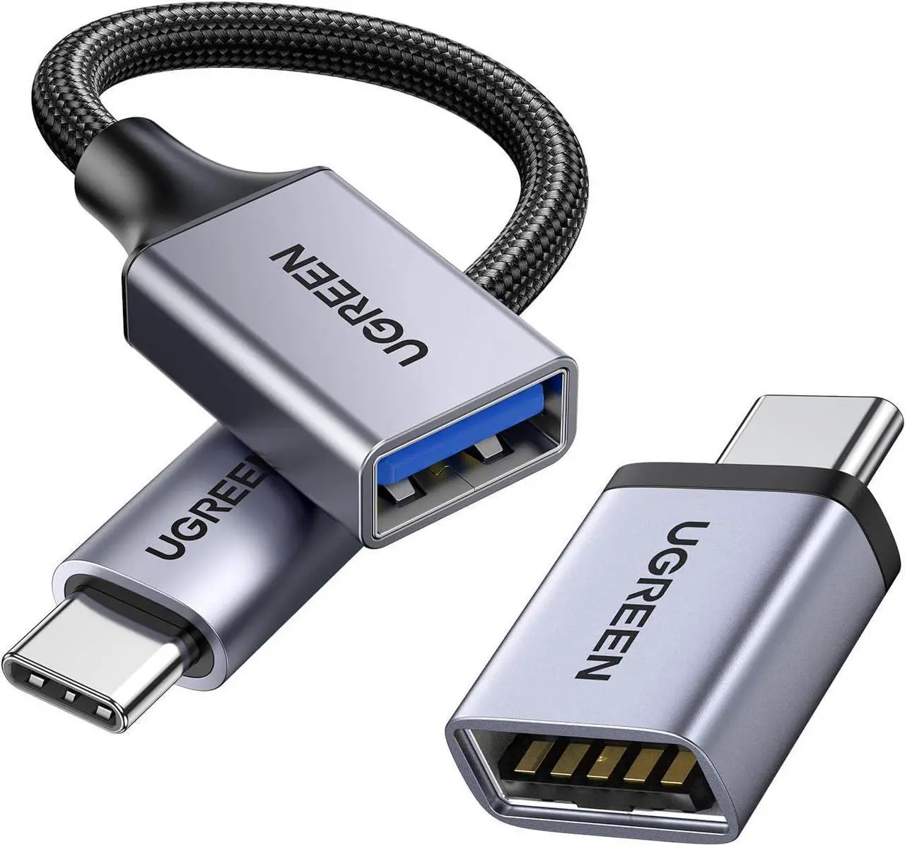Main image of USB C to USB A Adapter 2 Pack USB to USB C 3.2 Adapter USB C Male to USB Female Adapter Compatible with  S23 Ultra MacBook Pro 2023 / Air 2022 iPad Pro/Mini Thunderbolt 4/3 Device