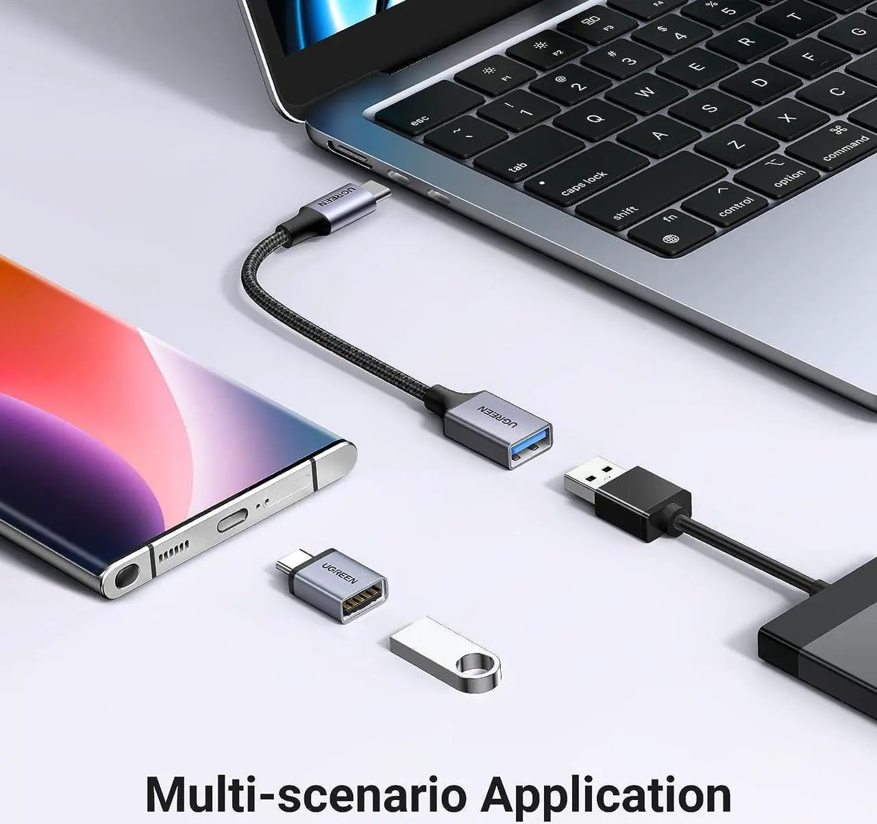 Alt view image 3 of 7 - USB C to USB A Adapter 2 Pack USB to USB C 3.2 Adapter USB C Male to USB Female Adapter Compatible with  S23 Ultra MacBook Pro 2023 / Air 2022 iPad Pro/Mini Thunderbolt 4/3 Device