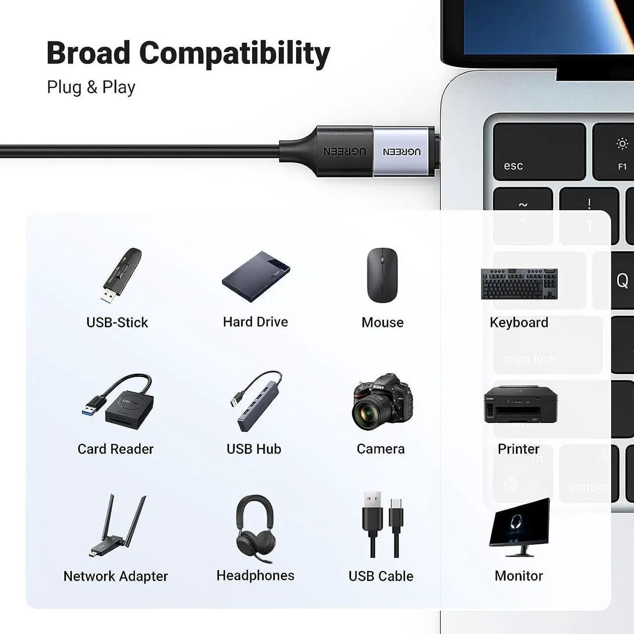 Alt view image 2 of 7 - USB C to USB A Adapter 2 Pack USB to USB C 3.2 Adapter USB C Male to USB Female Adapter Compatible with  S23 Ultra MacBook Pro 2023 / Air 2022 iPad Pro/Mini Thunderbolt 4/3 Device
