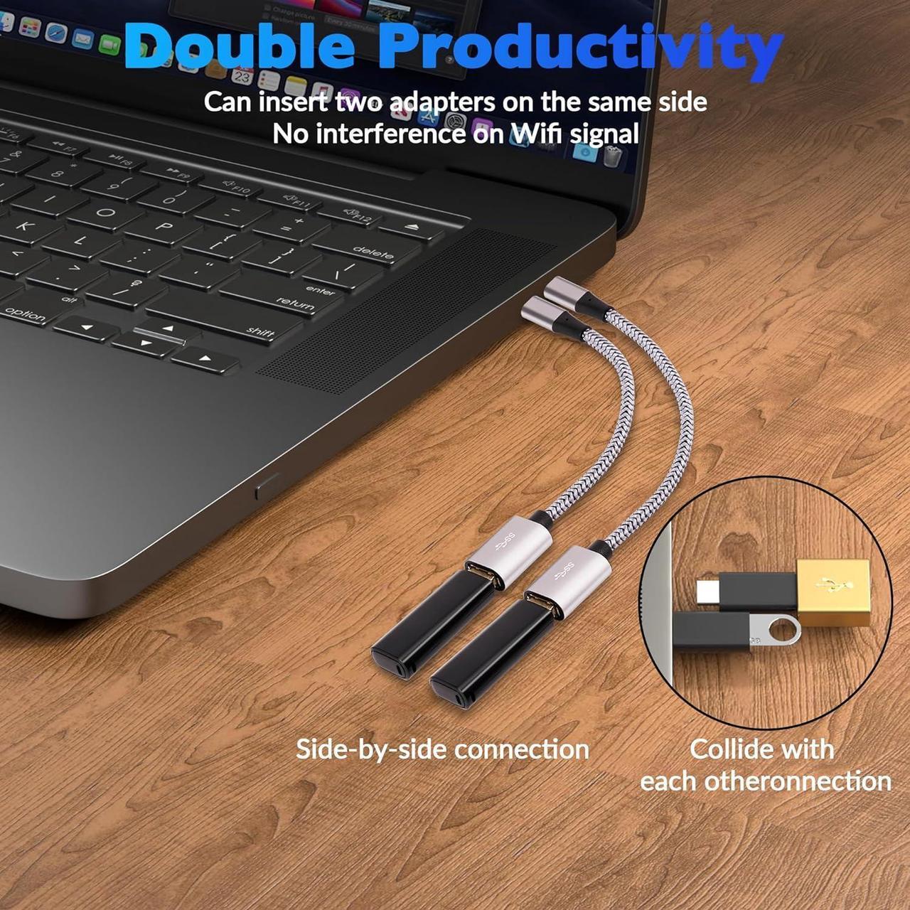 Alt view image 3 of 7 - Micro USB to USB Adapter Micro USB 2.0 OTG Cable 2 Pack Nylon Braided Aluminum Shells USB Male to USB Female for S7 LG Flash Drive Mouse Keyboard Game Controller