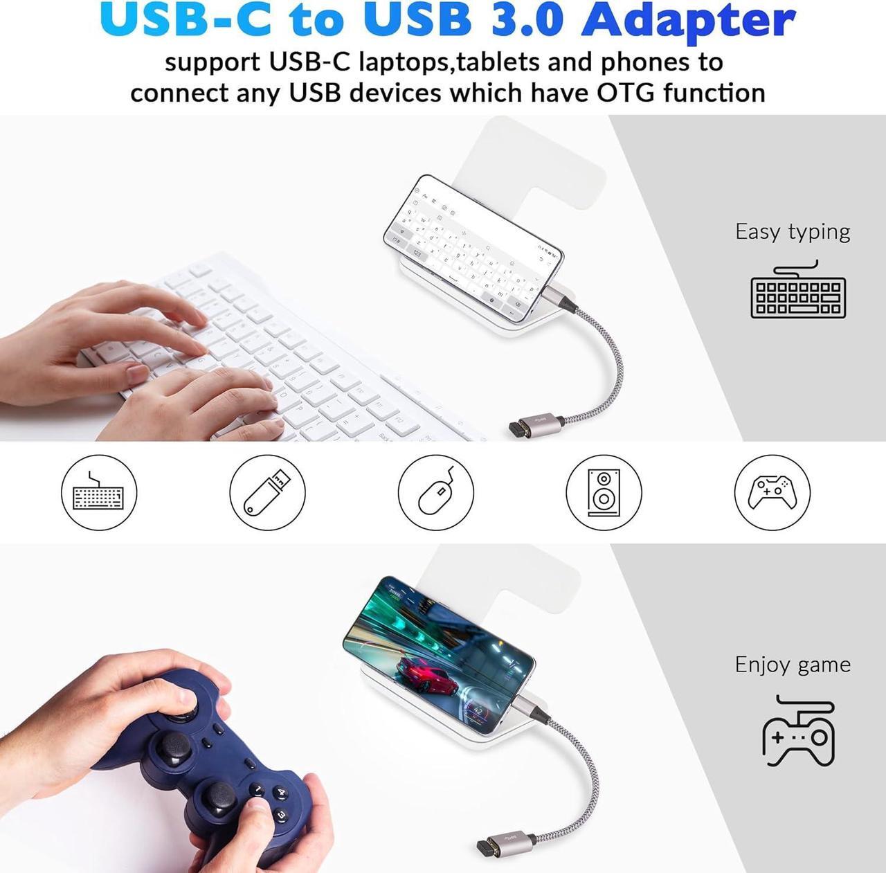 Alt view image 4 of 7 - Micro USB to USB Adapter Micro USB 2.0 OTG Cable 2 Pack Nylon Braided Aluminum Shells USB Male to USB Female for S7 LG Flash Drive Mouse Keyboard Game Controller