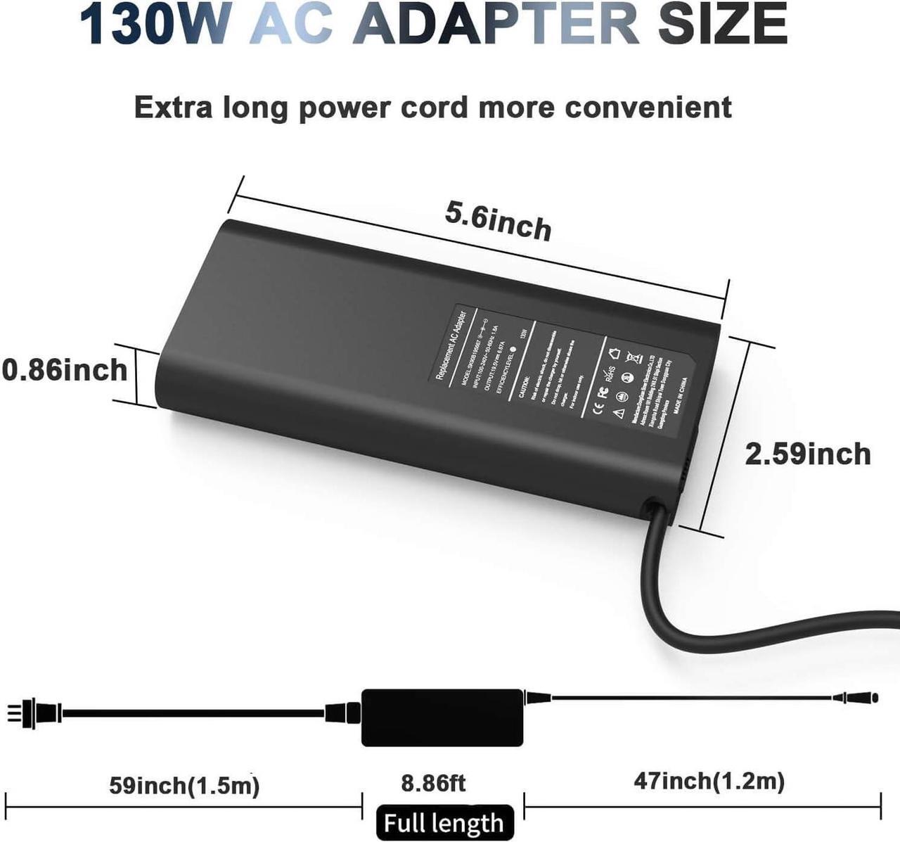 Alt view image 2 of 7 - New Slim AC Adapter Dell 130W Laptop Charger Tip 4.5mm Compatible with Inspiron 13 7347 7348 7459 Precision 5510 5520 5530 5540 M3800 Power Cord Replacement Dell XPS 15 7590 9530 9550 9560 9570