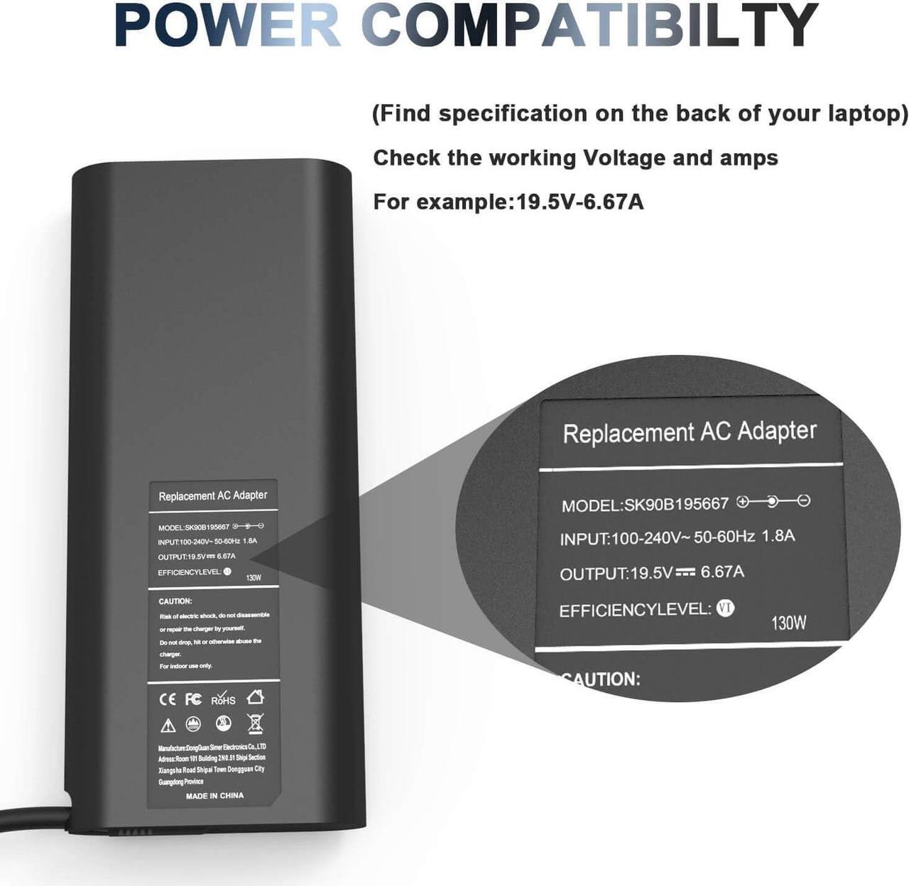 Alt view image 5 of 7 - New Slim AC Adapter Dell 130W Laptop Charger Tip 4.5mm Compatible with Inspiron 13 7347 7348 7459 Precision 5510 5520 5530 5540 M3800 Power Cord Replacement Dell XPS 15 7590 9530 9550 9560 9570