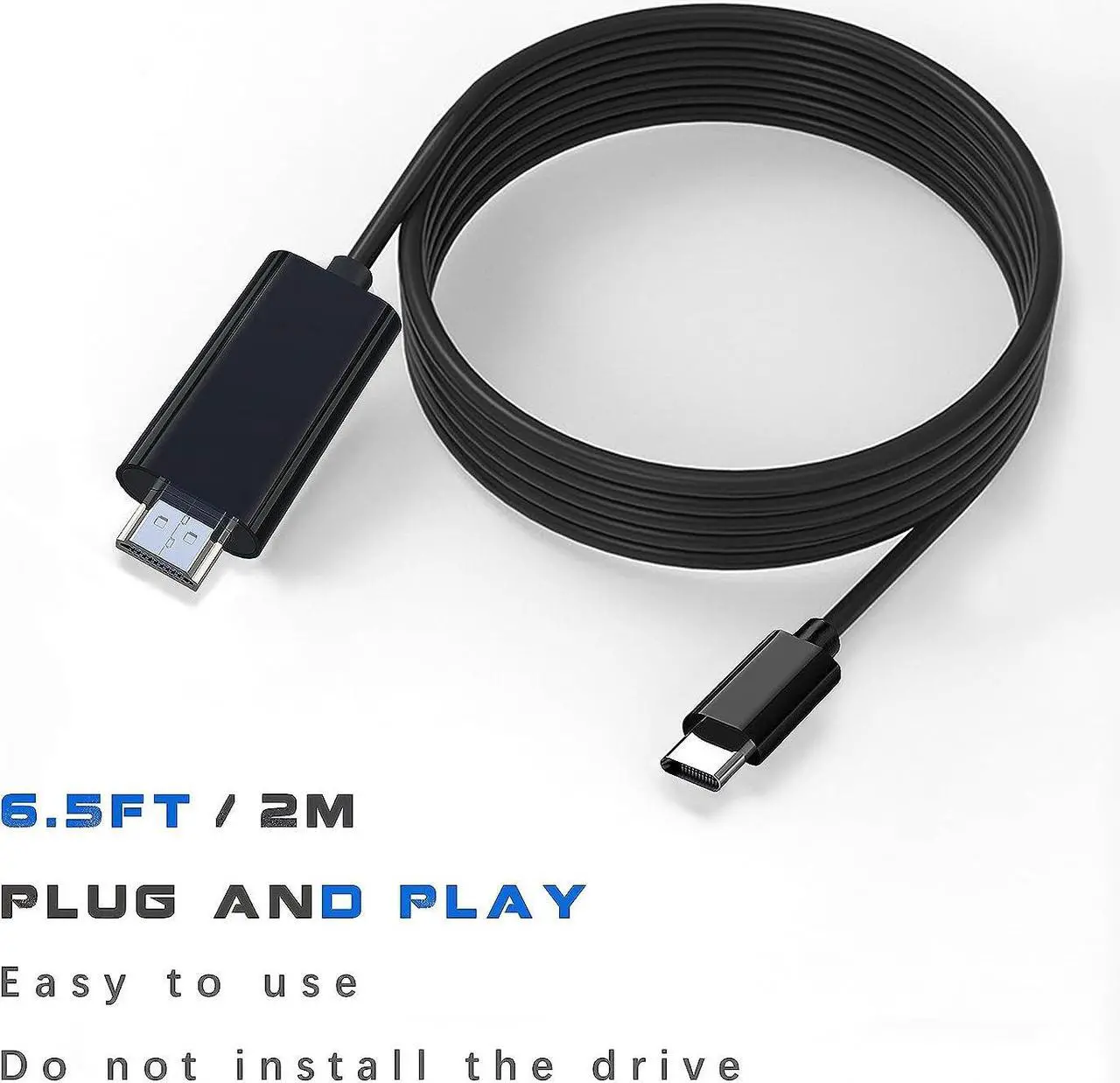 Alt view image 2 of 6 - USB C to HDMI Cable 6ft 4K for Monitor HDMI to USB C Adapter for MAC USBC to HDMI Converter vga for iPad pro USB C to HDMI Adapter for MacBook air USB Type C to HDMI Cord for Chromebook TV