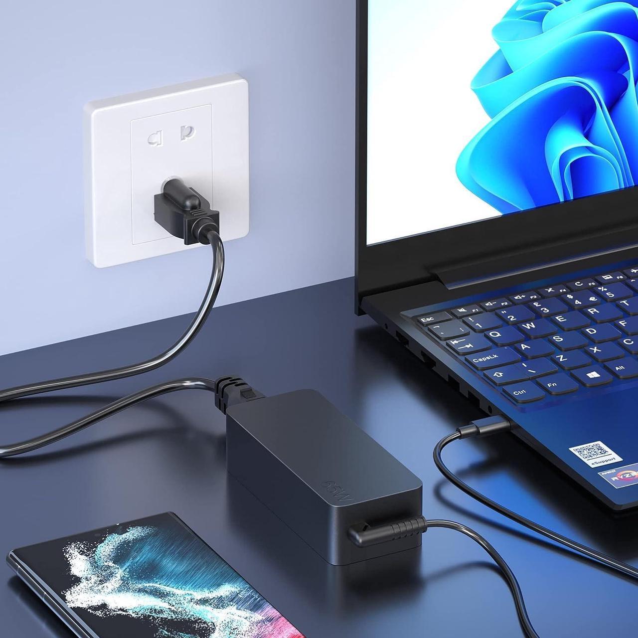 Alt view image 7 of 7 - Lenovo Laptop Charger 65W 45W AC Adapter USB C Power Supply Computer Charger Power Cord for Lenovo Ideapad Thinkpad MacBook Pro HP Dell Samsung Nintendo Switch and More USB C Laptops or Phones