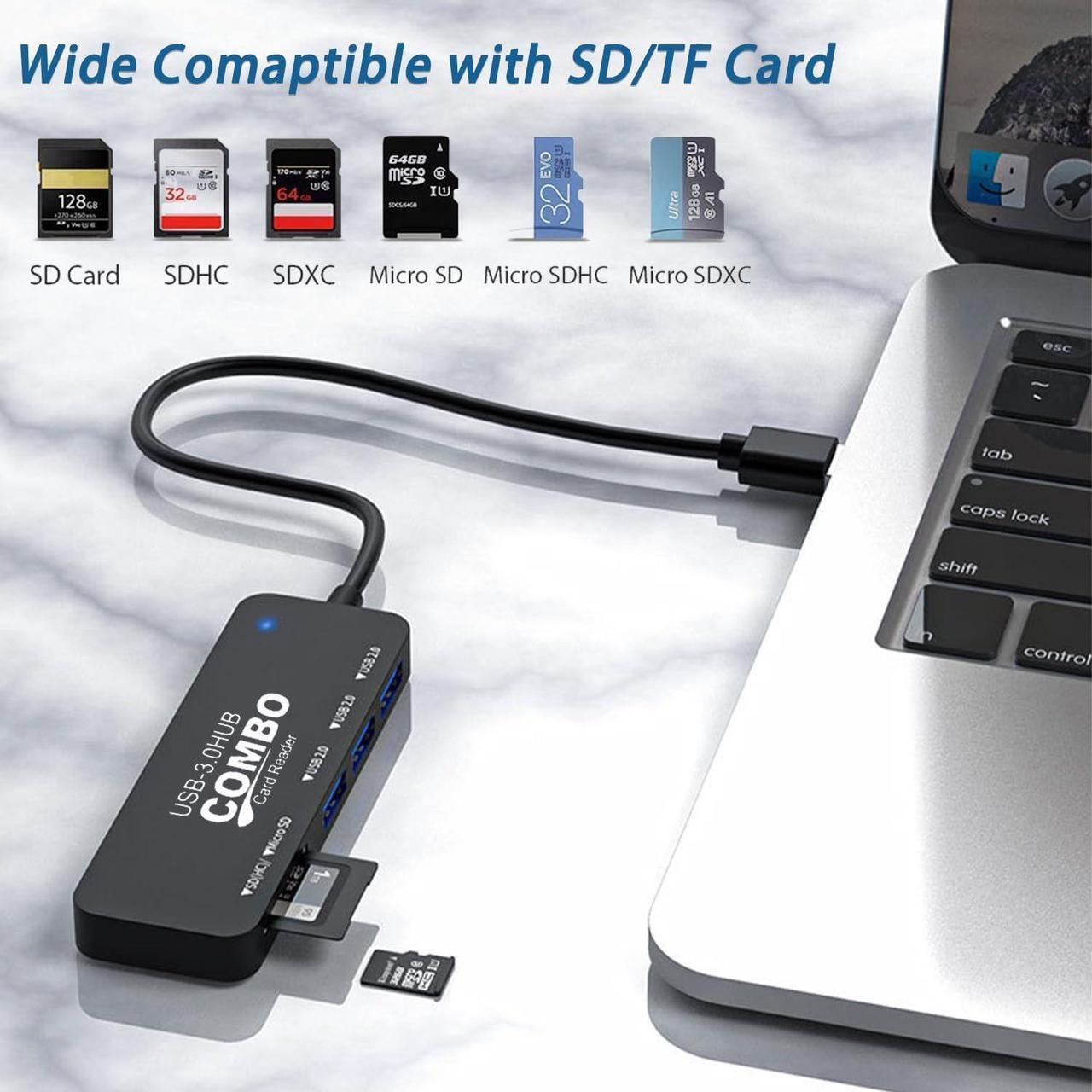 Alt view image 4 of 6 - USB 3.0 Hub with SD/TF Card Reader VIENON 5 in 1 Docking Station USB Data Hub USB Splitter for MacBook PC Laptops Printer Surface Pro USB Flash Drives and More