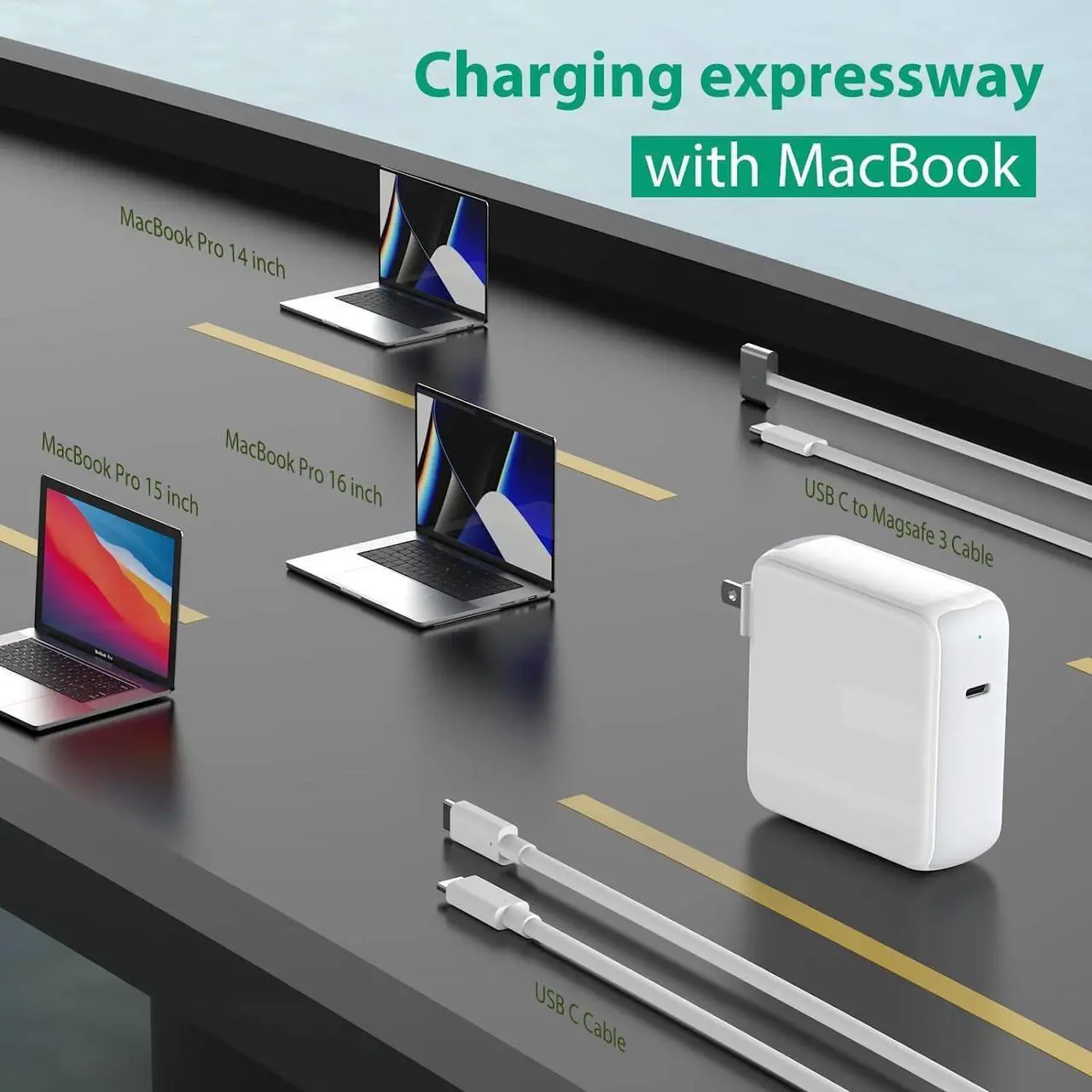 Alt view image 4 of 7 - 96W USB C Charger for MacBook Pro 16, 15, 14, 13 inch 2024, 2023, 2022, 2021, 2020, 2019, M1 M2 M3 MacBook Air, iPad Pro, USBC Laptop Power Adapter, LED, 6.6ft 5A Cable Charging as Fast as MagSafe 3