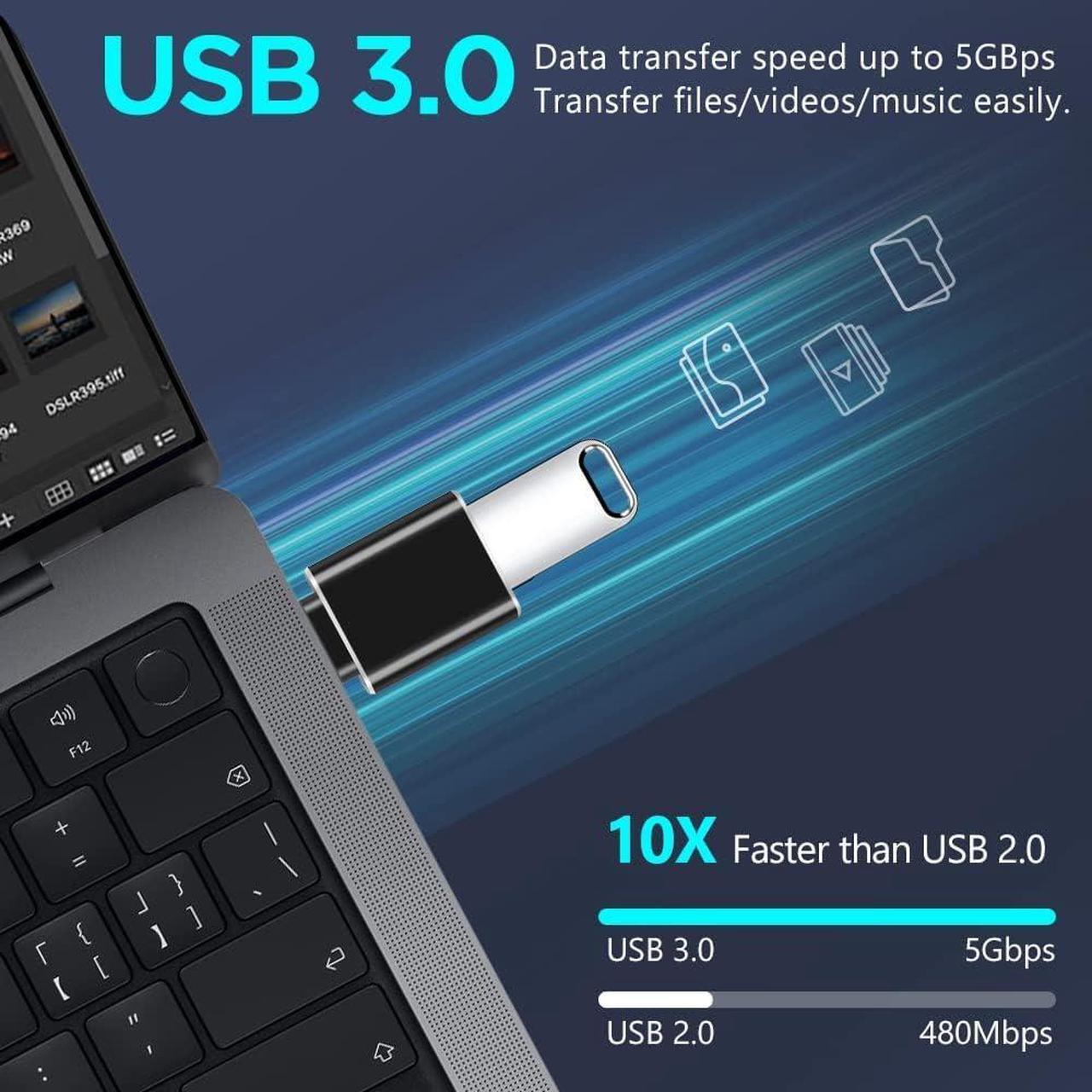 Alt view image 5 of 7 - USB C to USB Adapter Micro USB to USB C Adapter SuperSpeed Data Transfer & Fast Charging Compatible with iPhone/PC/Samsung/iPad/Laptop/MacBook/etc(4 Pack)