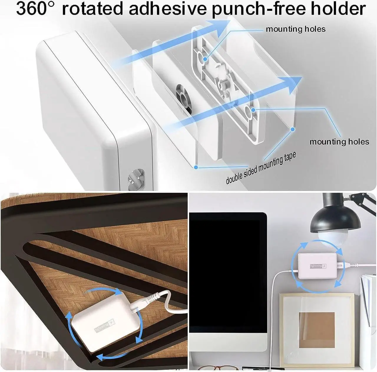 Alt view image 2 of 7 - USB C Charger Block 100W, Type C Charger Fast Charging 5 Ports 3C2A, Charger Station Multiport for iPhone/Ipad/MacBook, Power Adapter for Multiple Devices, Wall Mount