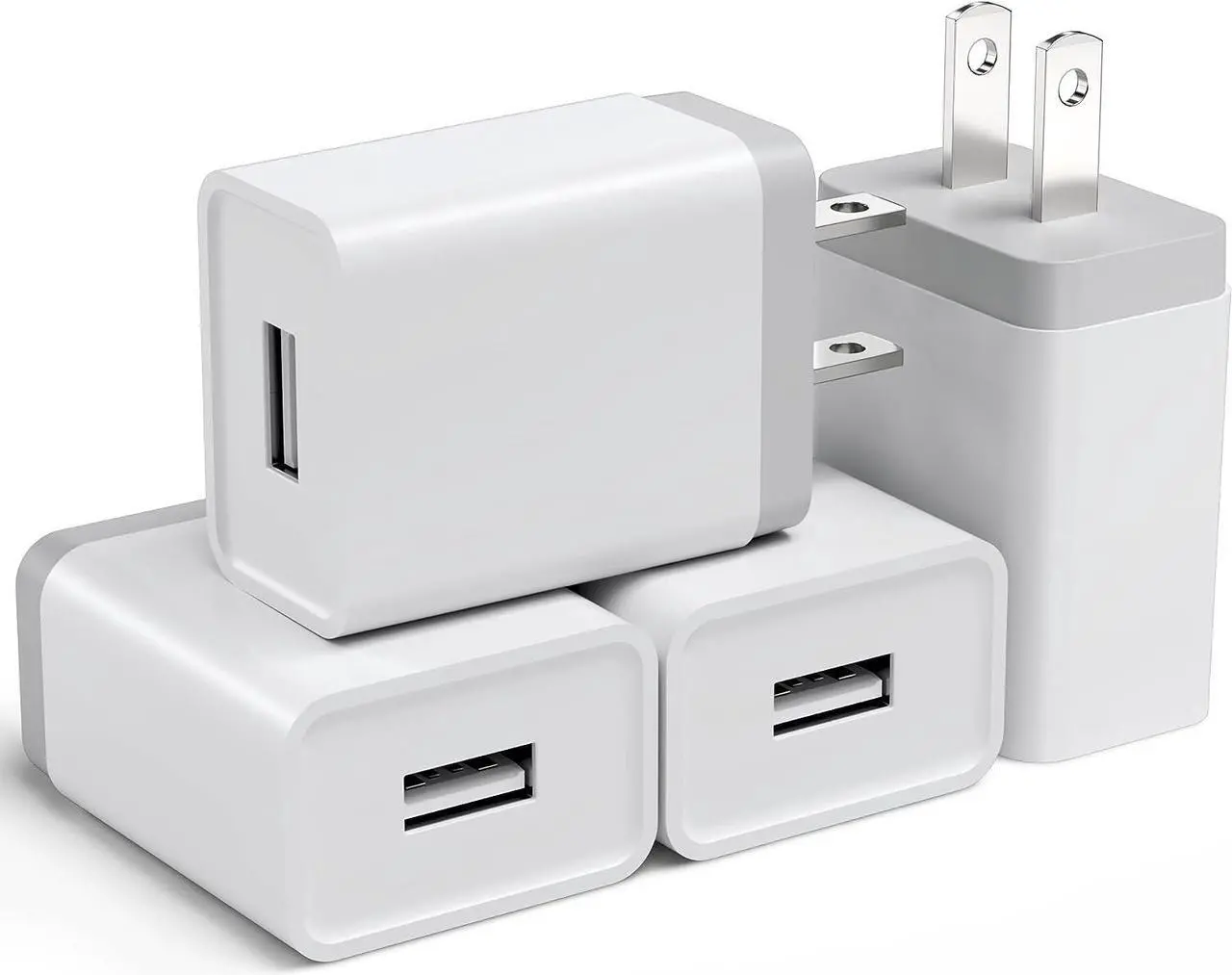 Main image of Cube Compatible USB Wall Charger Block - 12W 4 Pack, 2.4A/5V Power Adapter for iPhone 13 12 11 Pro Max SE XS XR X 8 7 6 6S Plus, Samsung, LG, Moto, Android