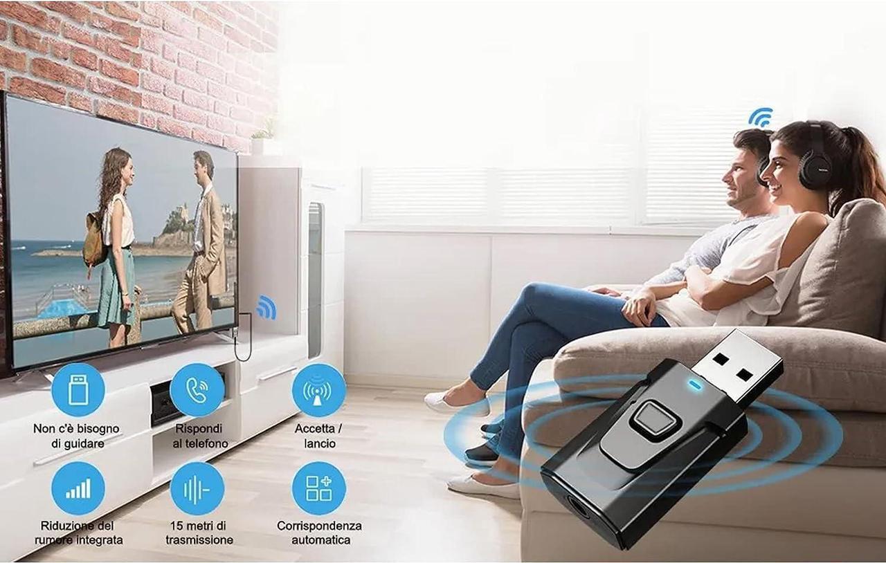 Alt view image 4 of 7 - Bluetooth Transmitter, 4 in 1 USB Bluetooth5.0 Receiver Clear Sound Quality Plug and Play Stable Transmission Audio Adapter