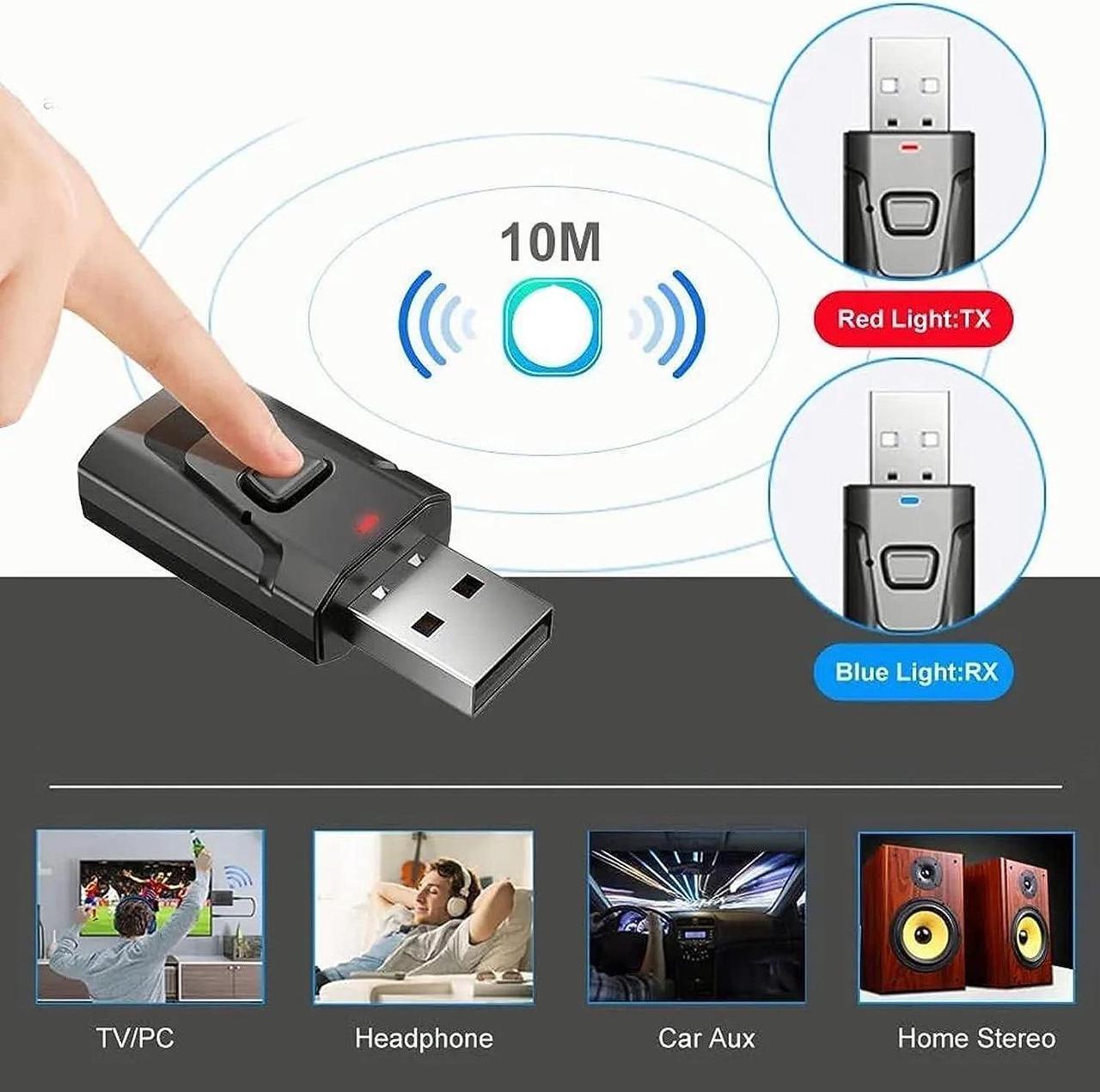 Alt view image 5 of 7 - Bluetooth Transmitter, 4 in 1 USB Bluetooth5.0 Receiver Clear Sound Quality Plug and Play Stable Transmission Audio Adapter