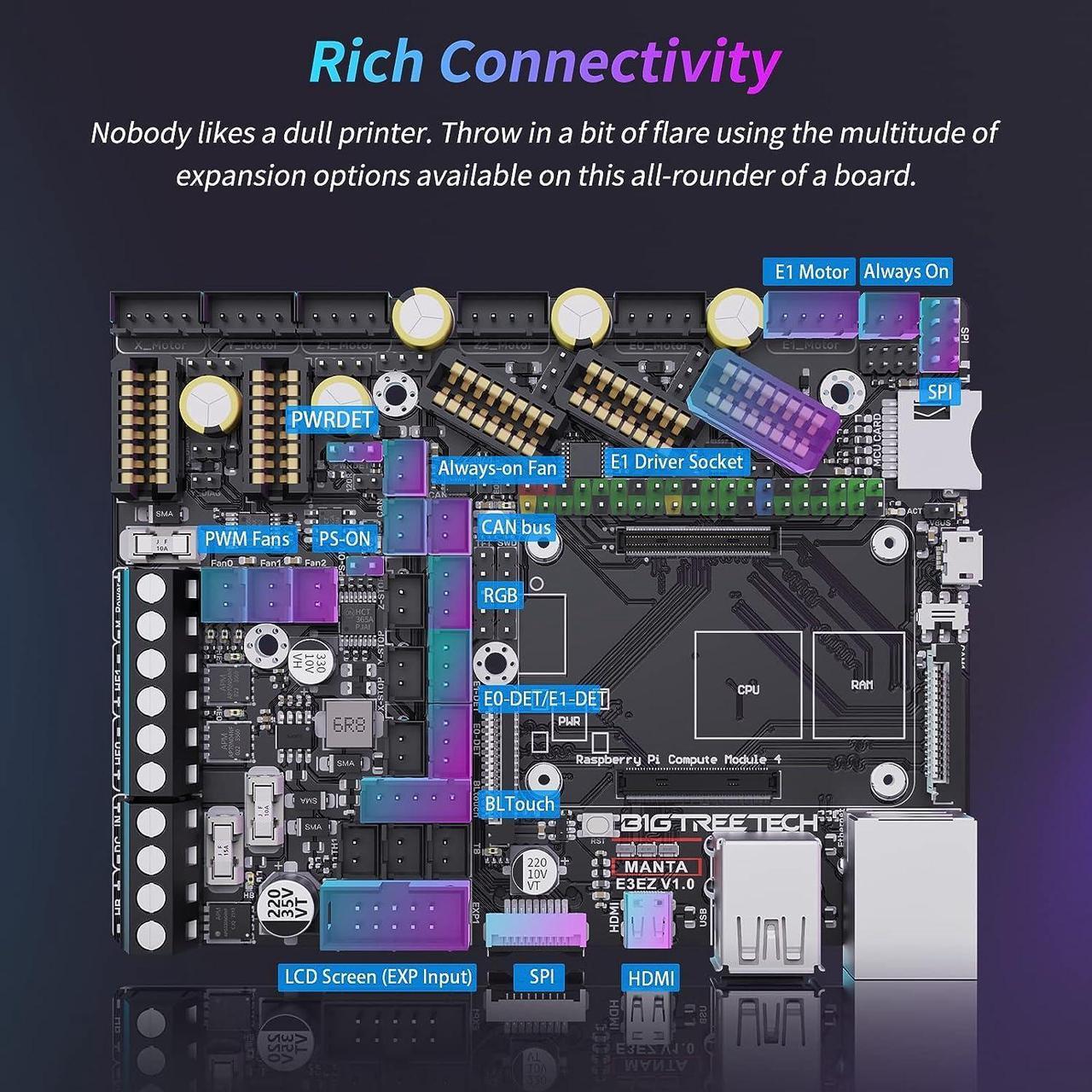 Alt view image 5 of 7 - Manta E3EZ + CB1 V2.2 + 5Pcs EZ2209 Kit Support Running Klipper Firmware Silent Control Board Kit for Ender-3 V2 Ender-3 Pro Ender-3 BIQU B1 3D Printers