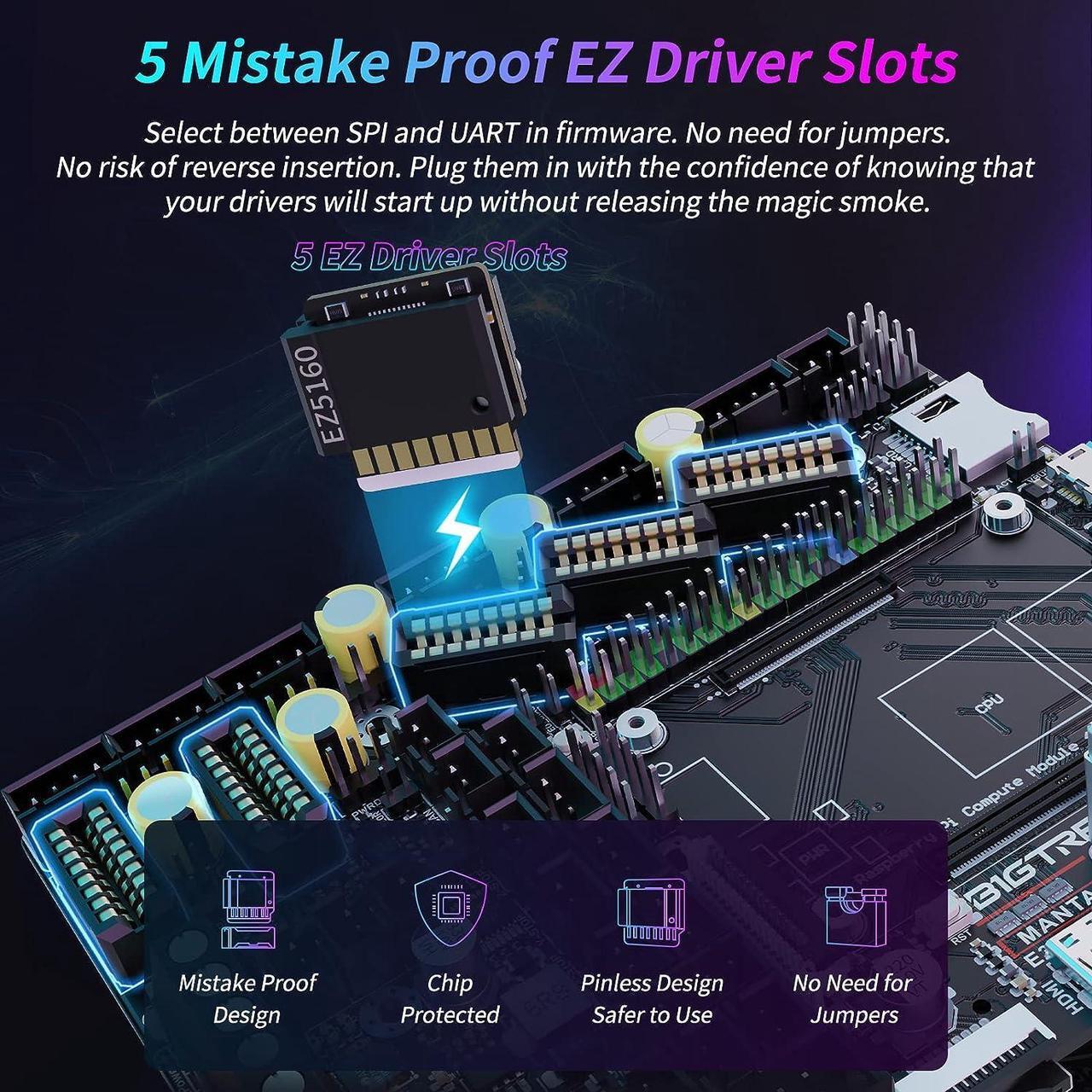 Alt view image 4 of 7 - Manta E3EZ + CB1 V2.2 + 5Pcs EZ2209 Kit Support Running Klipper Firmware Silent Control Board Kit for Ender-3 V2 Ender-3 Pro Ender-3 BIQU B1 3D Printers